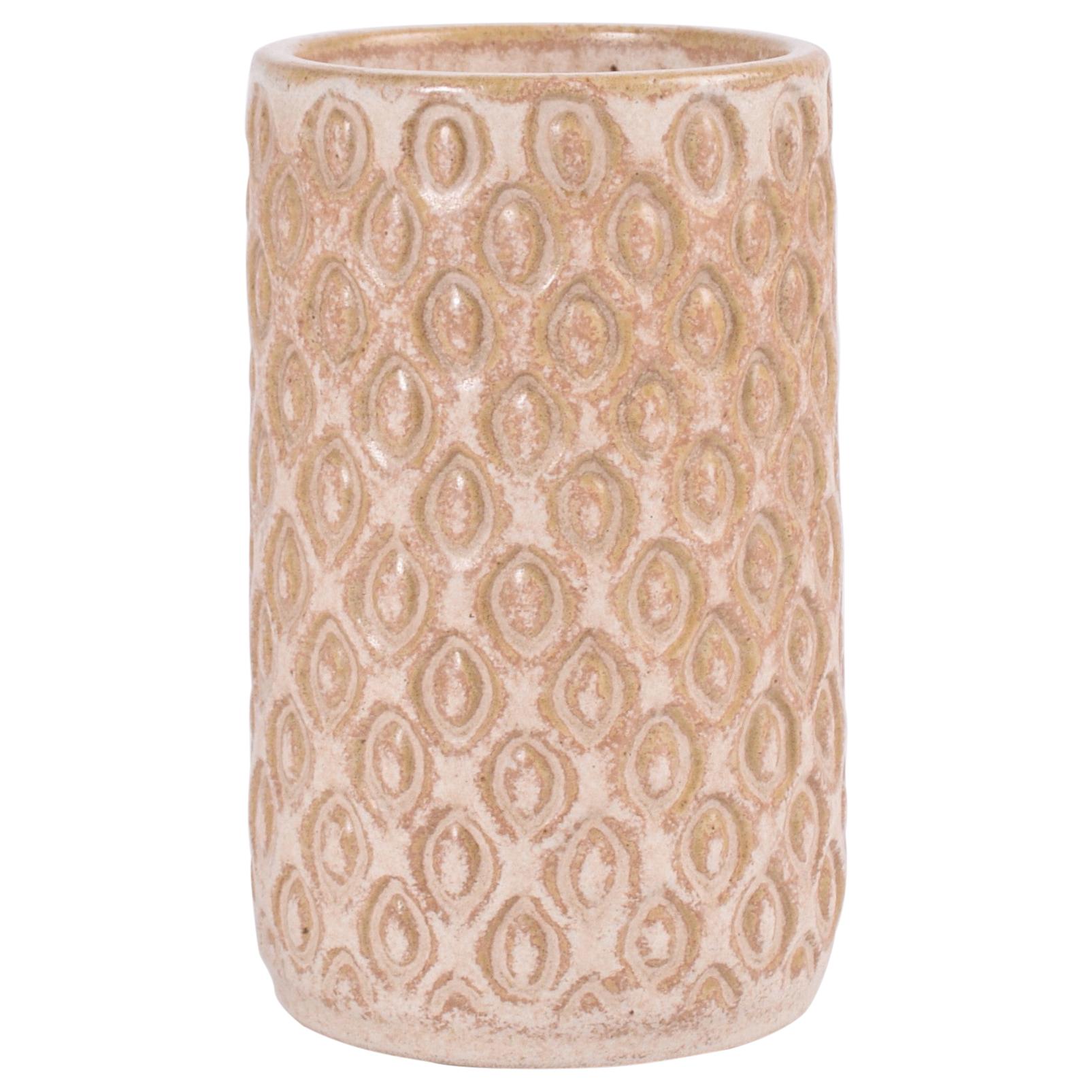 Danish Midcentury Beige Ceramic Vase Budding Style by Eva Sjögren for L. Hjorth For Sale