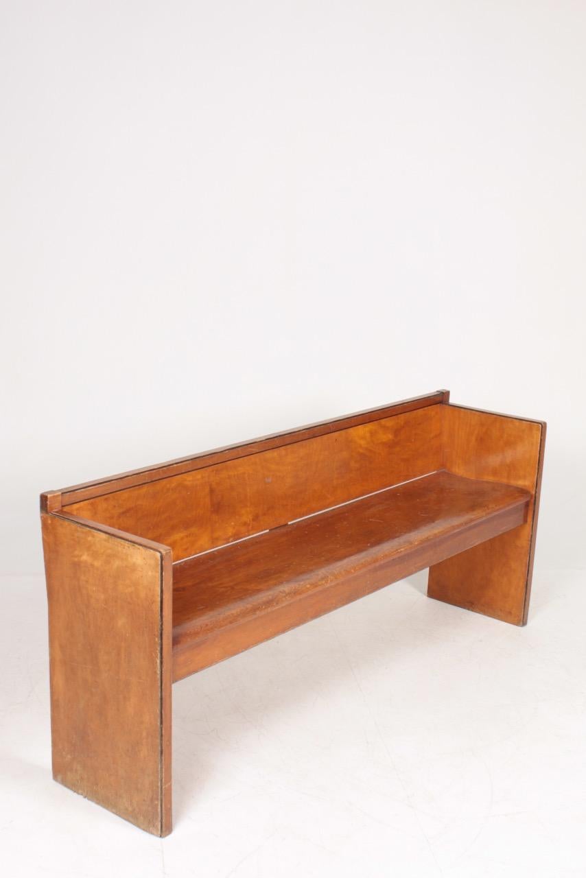 Danish Midcentury Bench in Patinated Beech, 1950s In Good Condition In Lejre, DK