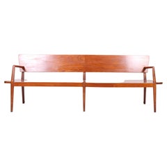 Danish Midcentury Bench in Patinated Beech, 1950s