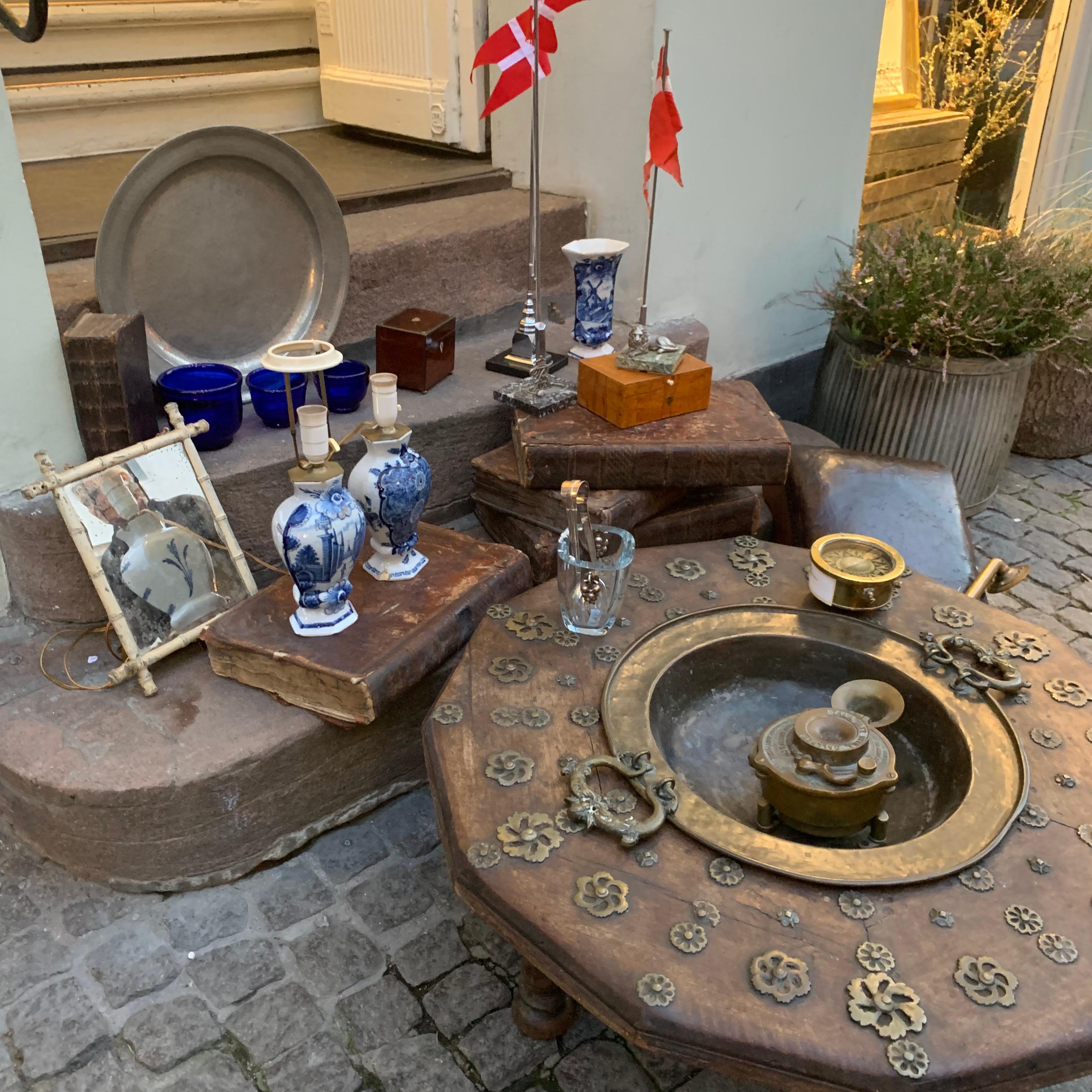Silver Plate Danish Midcentury Birthday Table Flagpole with Dannebrog And Lion On The Base For Sale