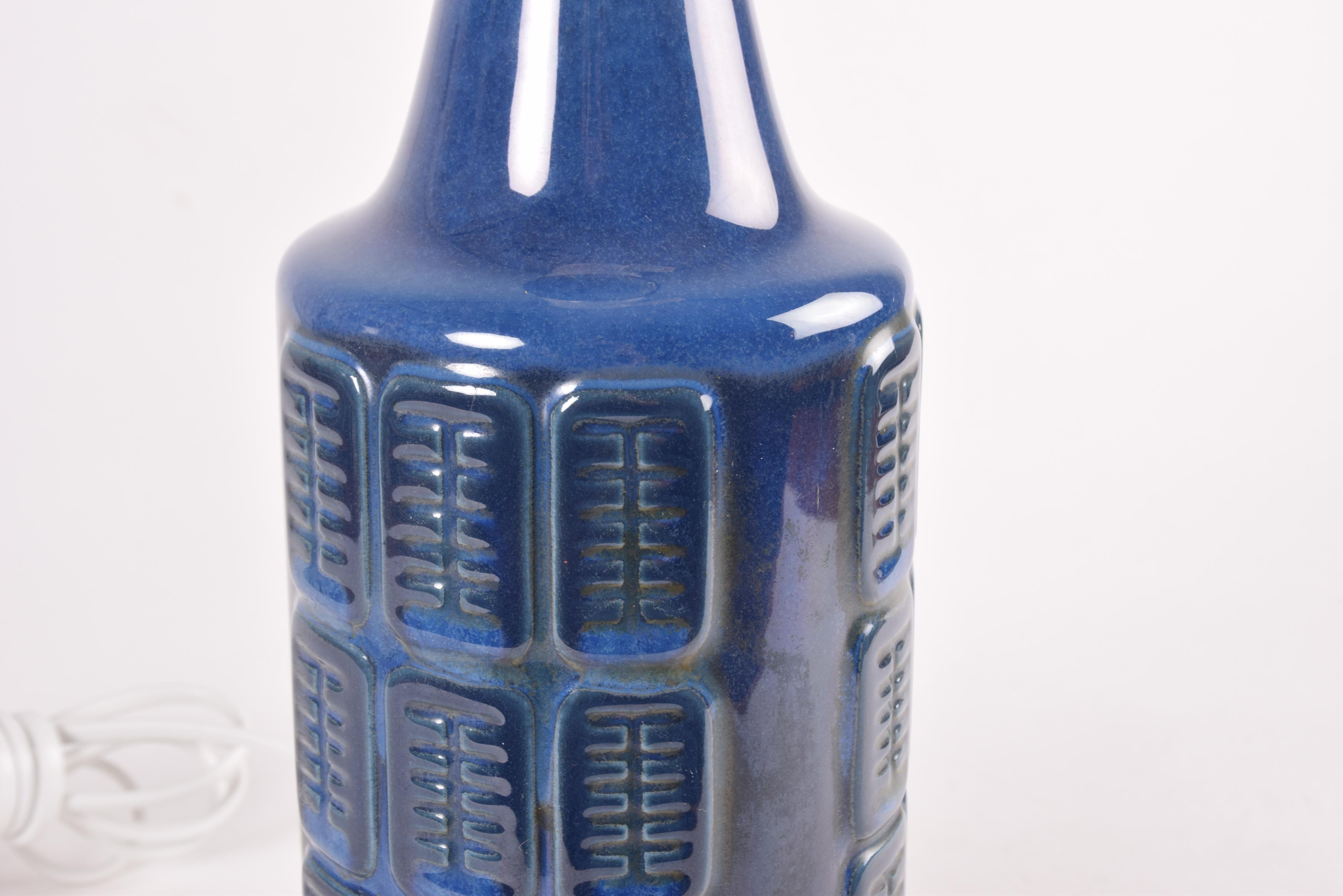 Danish Midcentury Blue Ceramic Table Lamp by Einar Johansen for Søholm, 1960s In Good Condition In Aarhus C, DK