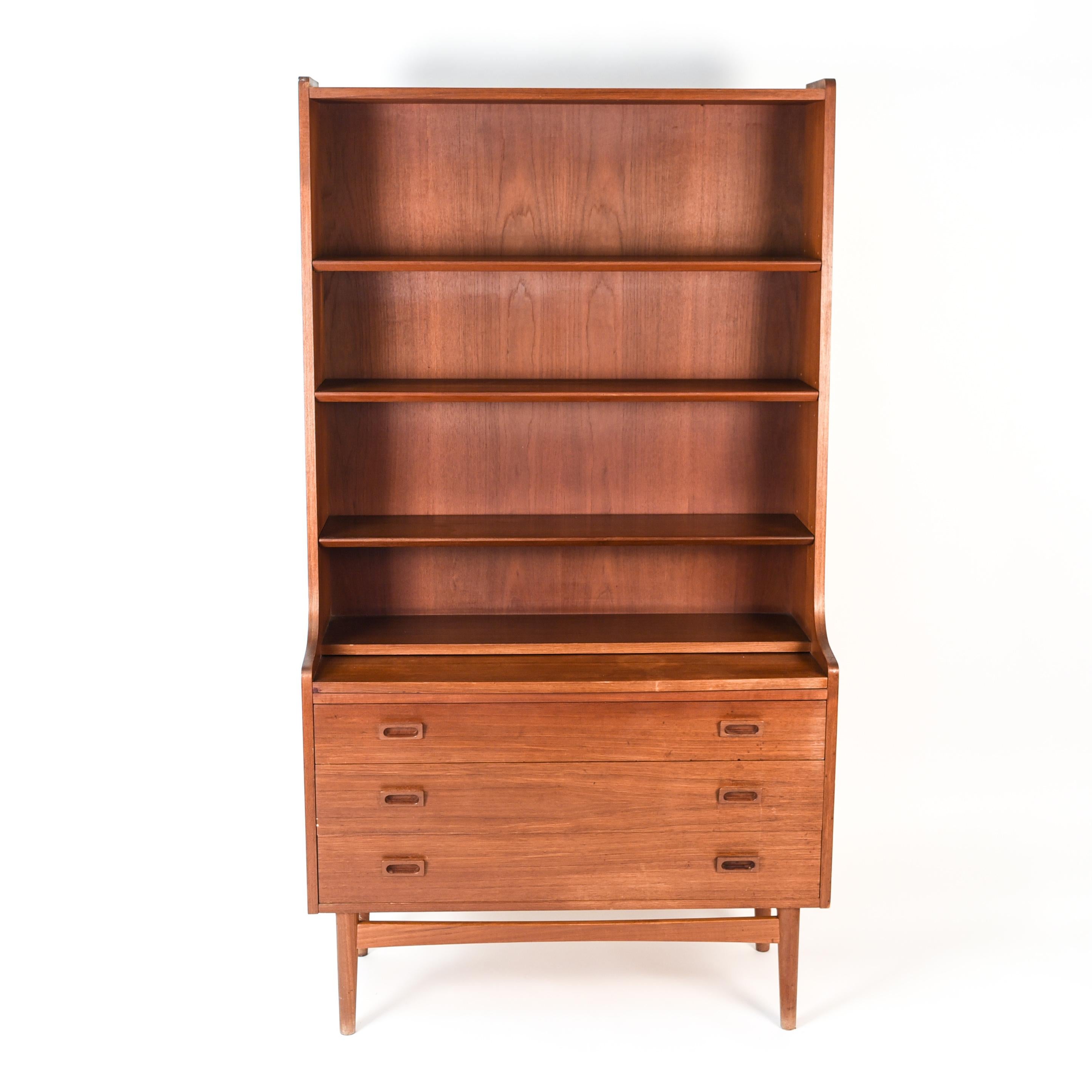 Mid-Century Modern Danish Midcentury Bookcase Secretary in Teak by Johannes Sorth