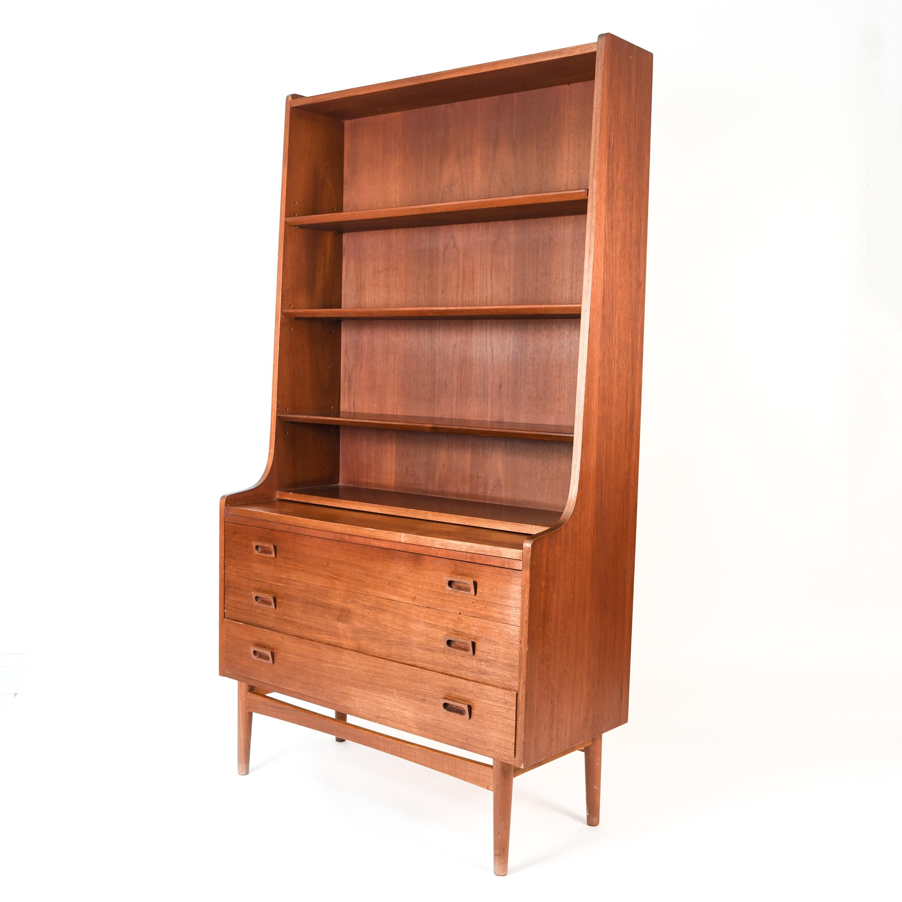 Danish Midcentury Bookcase Secretary in Teak by Johannes Sorth 3