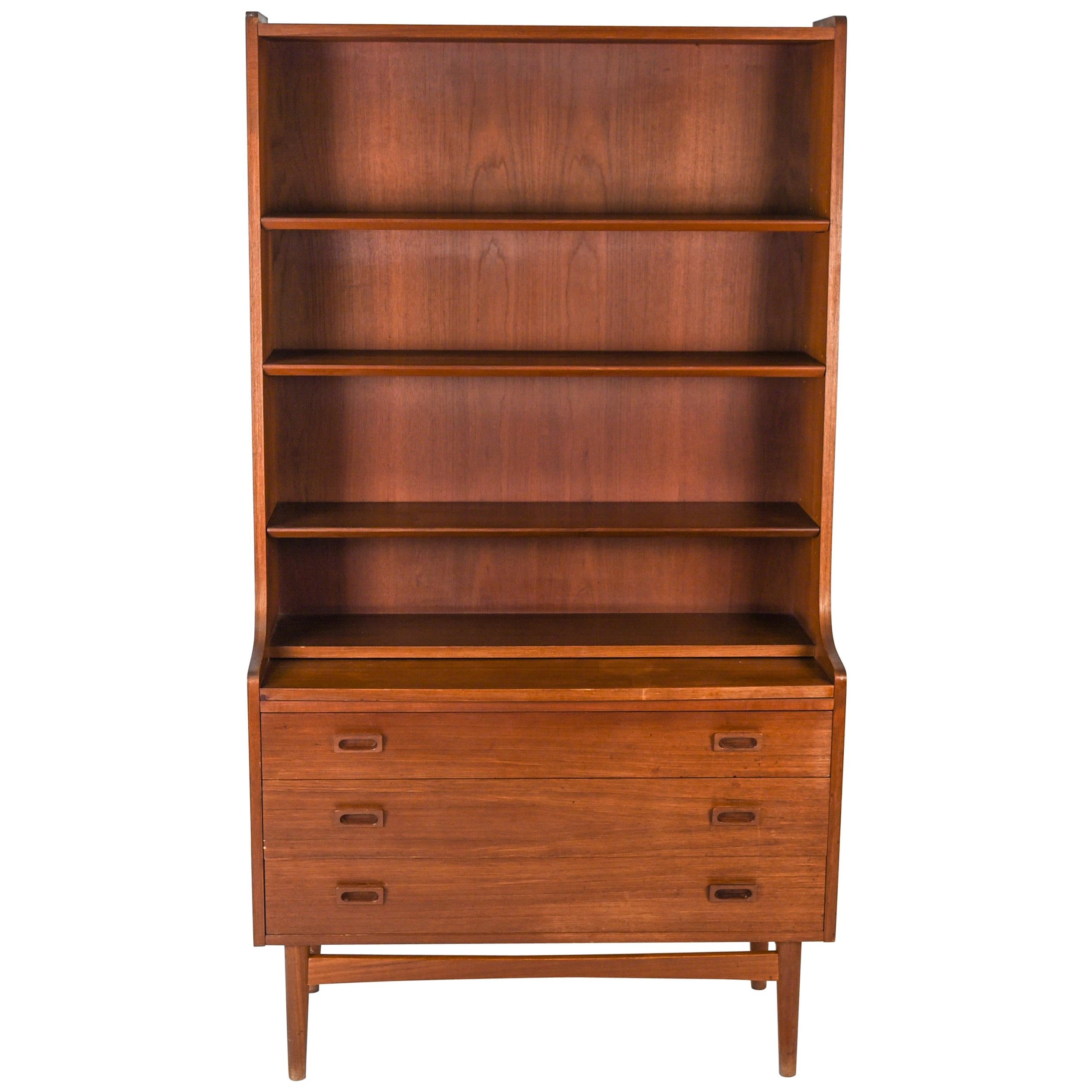 Danish Midcentury Bookcase Secretary in Teak by Johannes Sorth