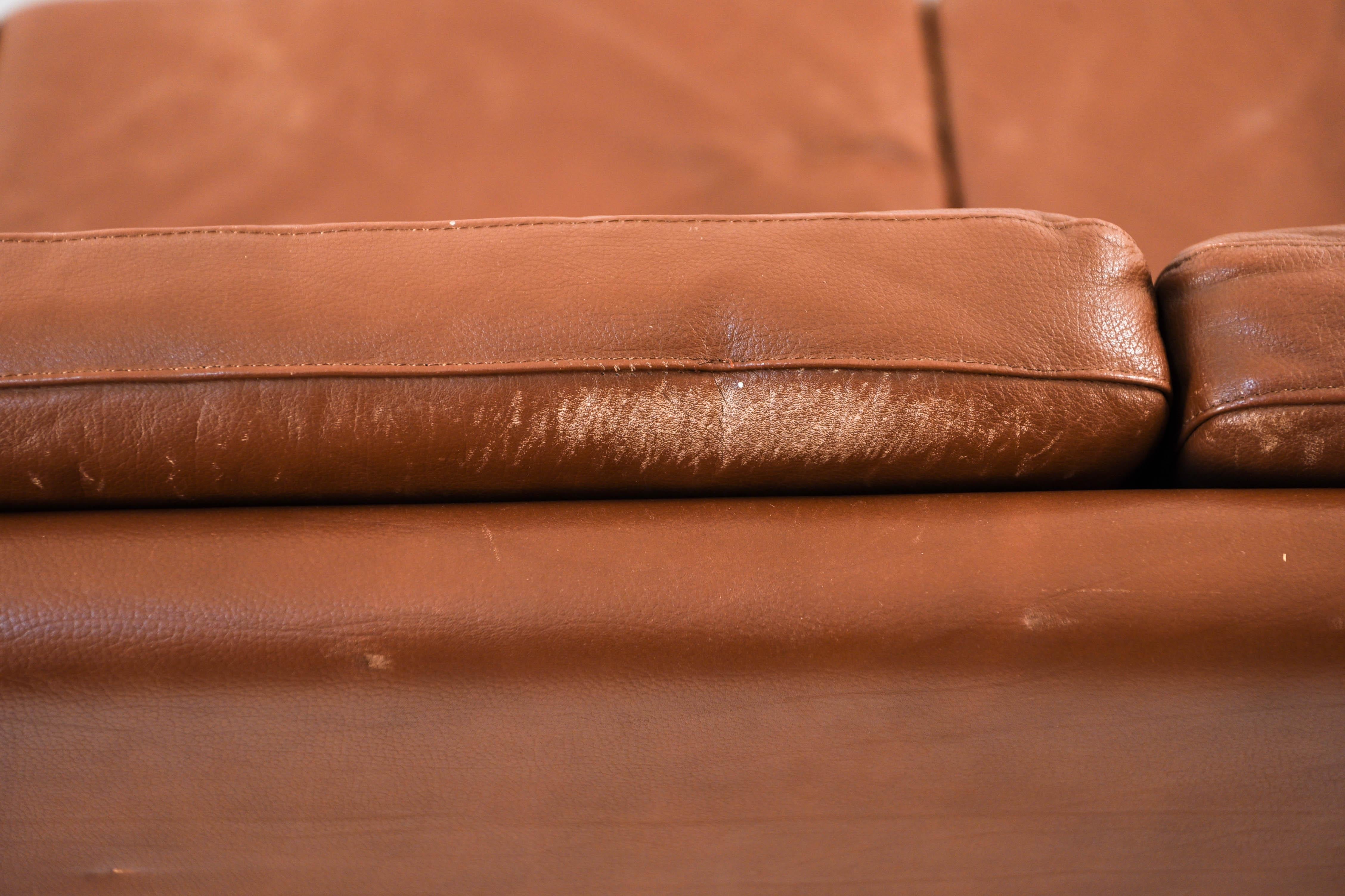 Danish Midcentury Borge Mogensen Style Leather Sofa 8