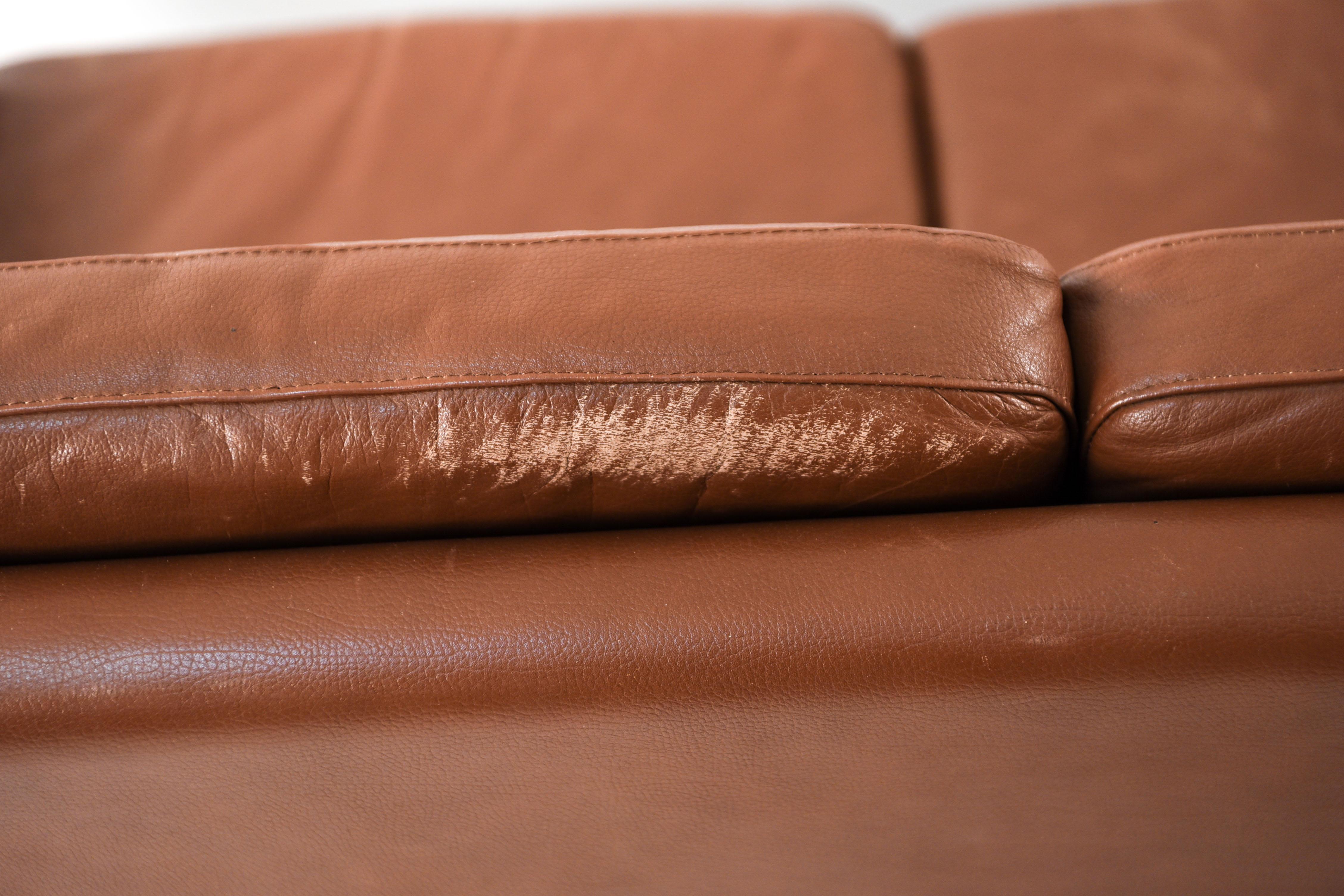 Danish Midcentury Borge Mogensen Style Leather Sofa 9
