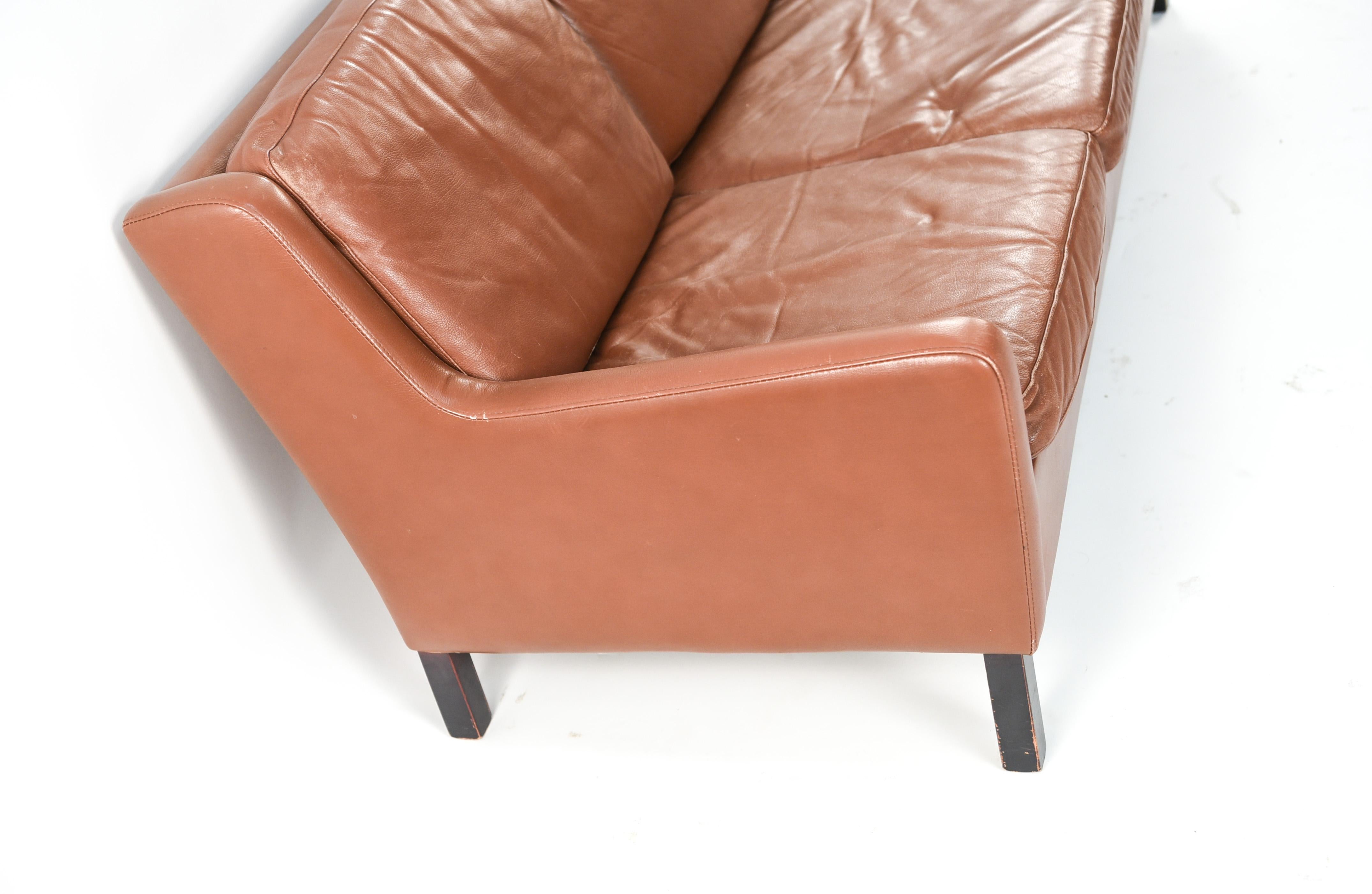 Mid-Century Modern Danish Midcentury Borge Mogensen Style Leather Sofa