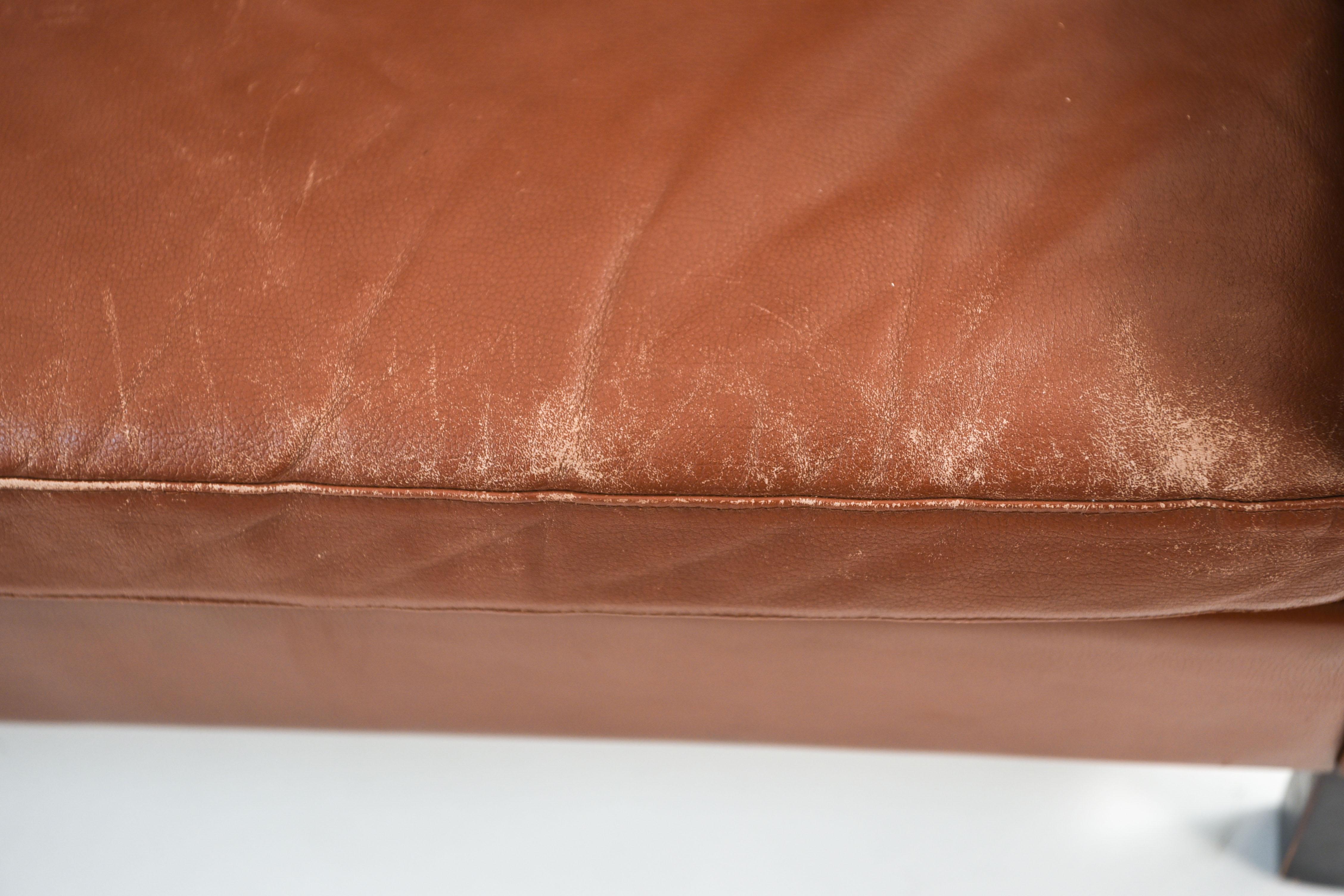 Danish Midcentury Borge Mogensen Style Leather Sofa 1
