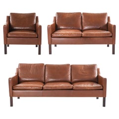 Used Danish Midcentury Borge Mogensen Style Three-Piece Sofa Suite