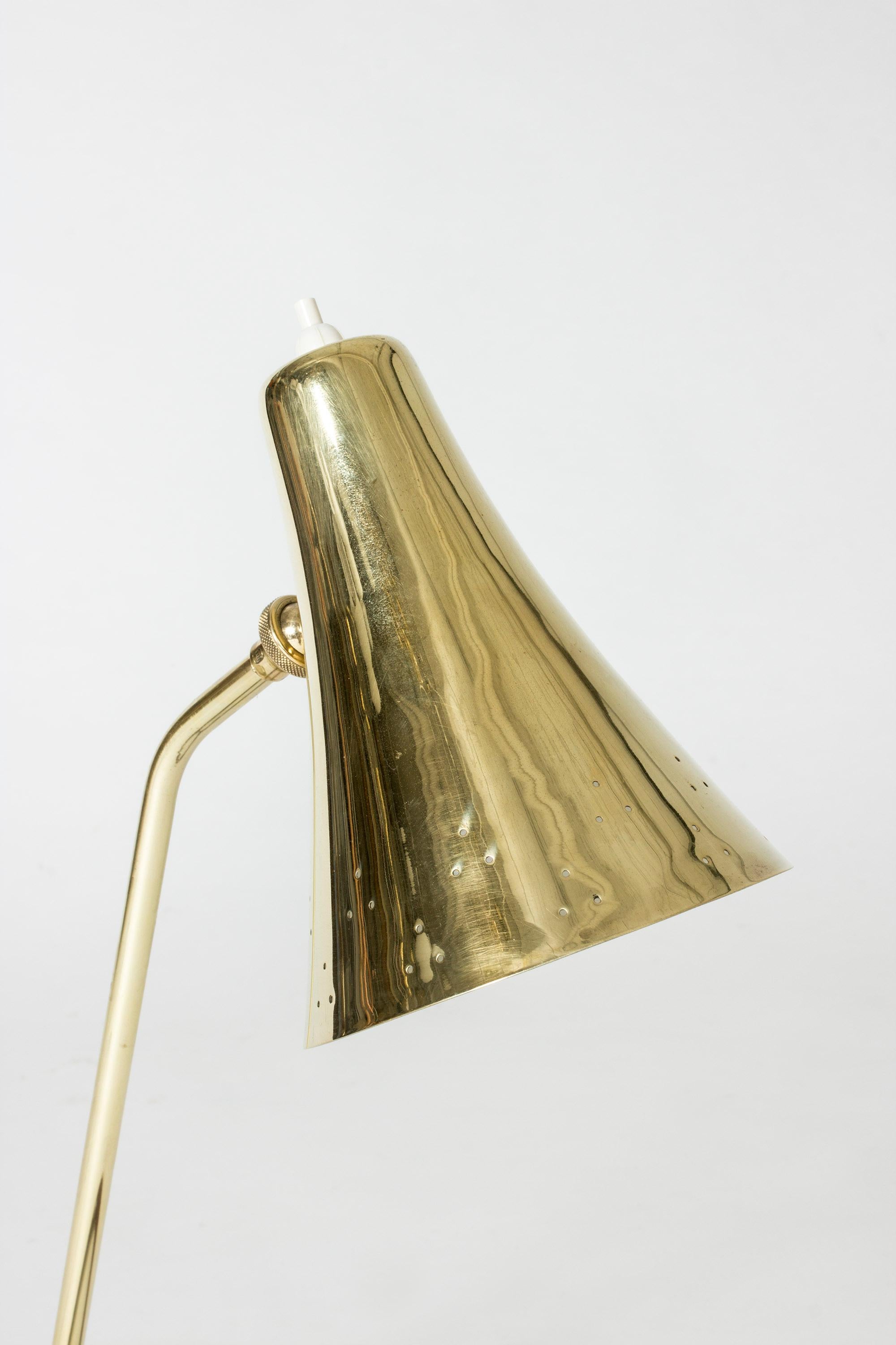 Danish Midcentury Brass and Leather Table Lamp In Good Condition In Stockholm, SE
