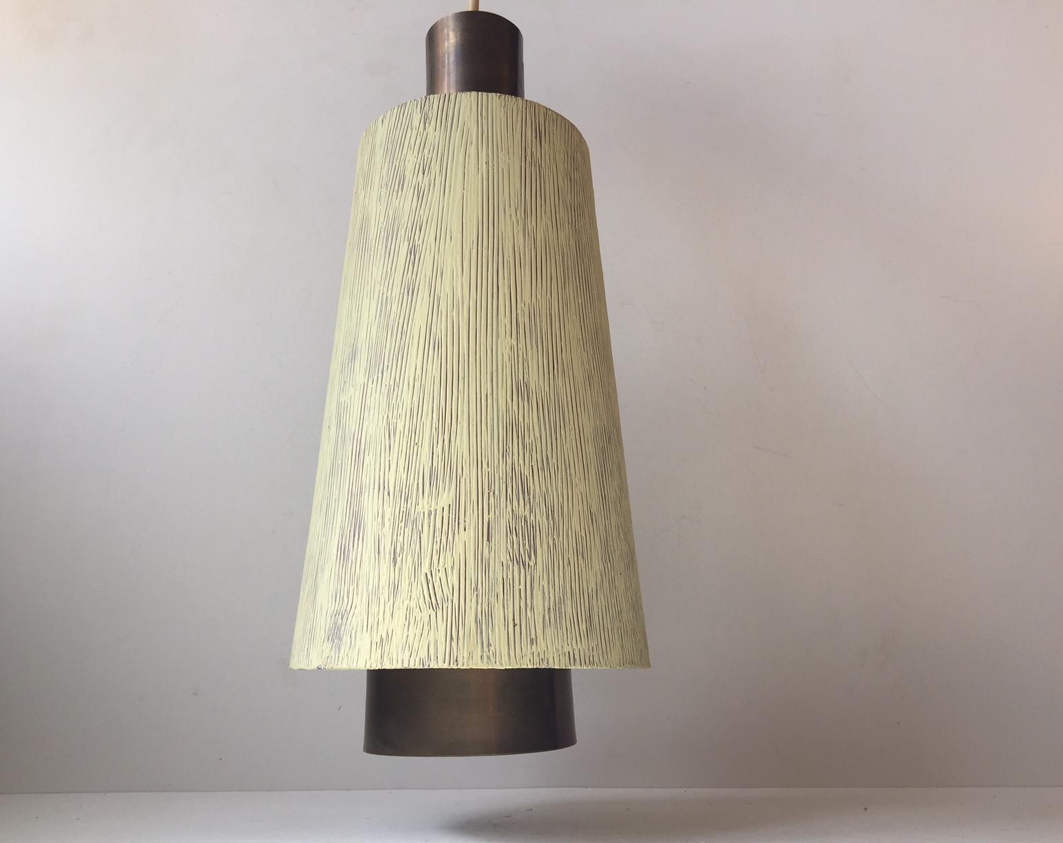 Danish Midcentury Brass Pendant Light from Lyfa, 1950s In Good Condition For Sale In Esbjerg, DK