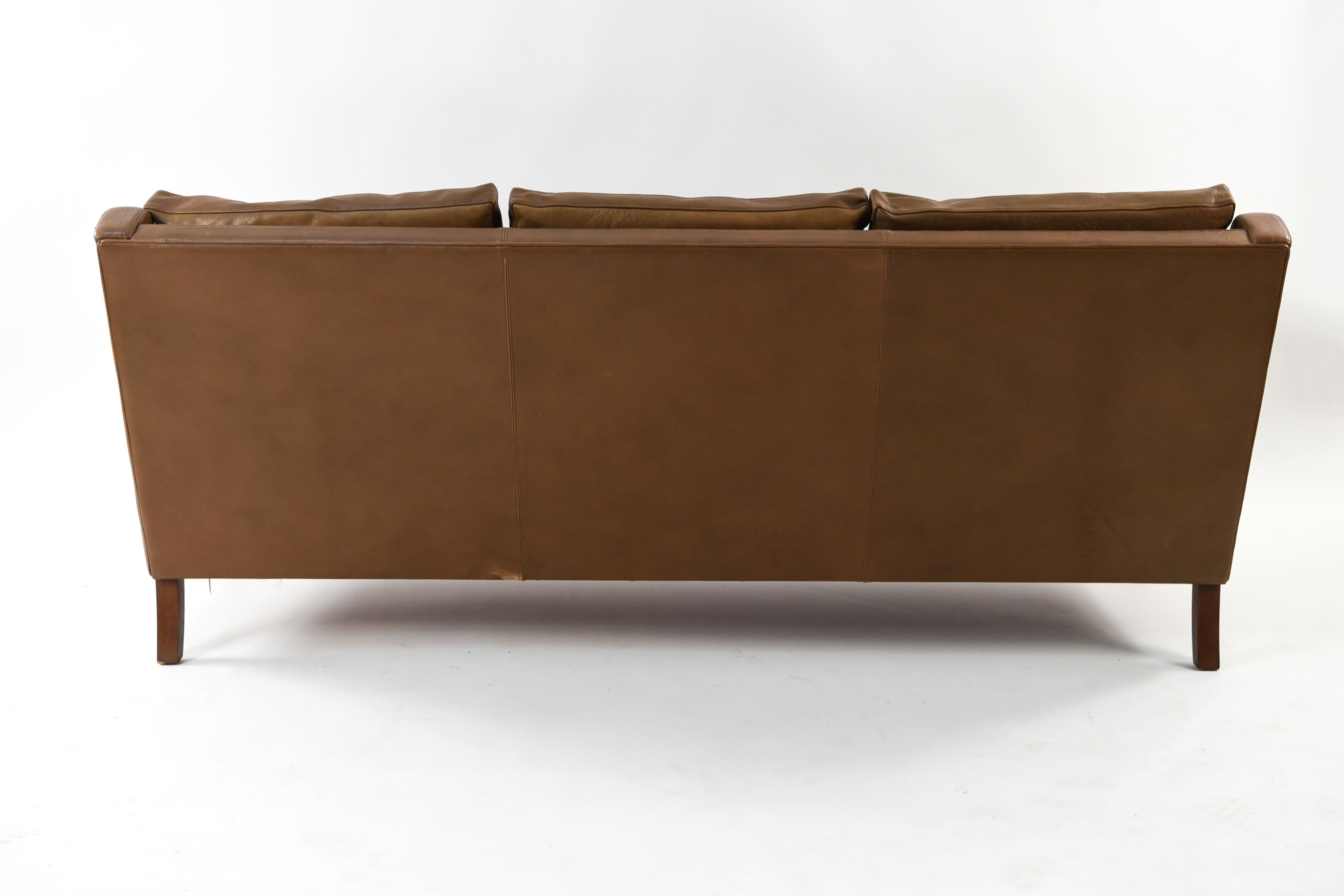 Danish Midcentury Børge Mogensen Style Leather Sofa 7