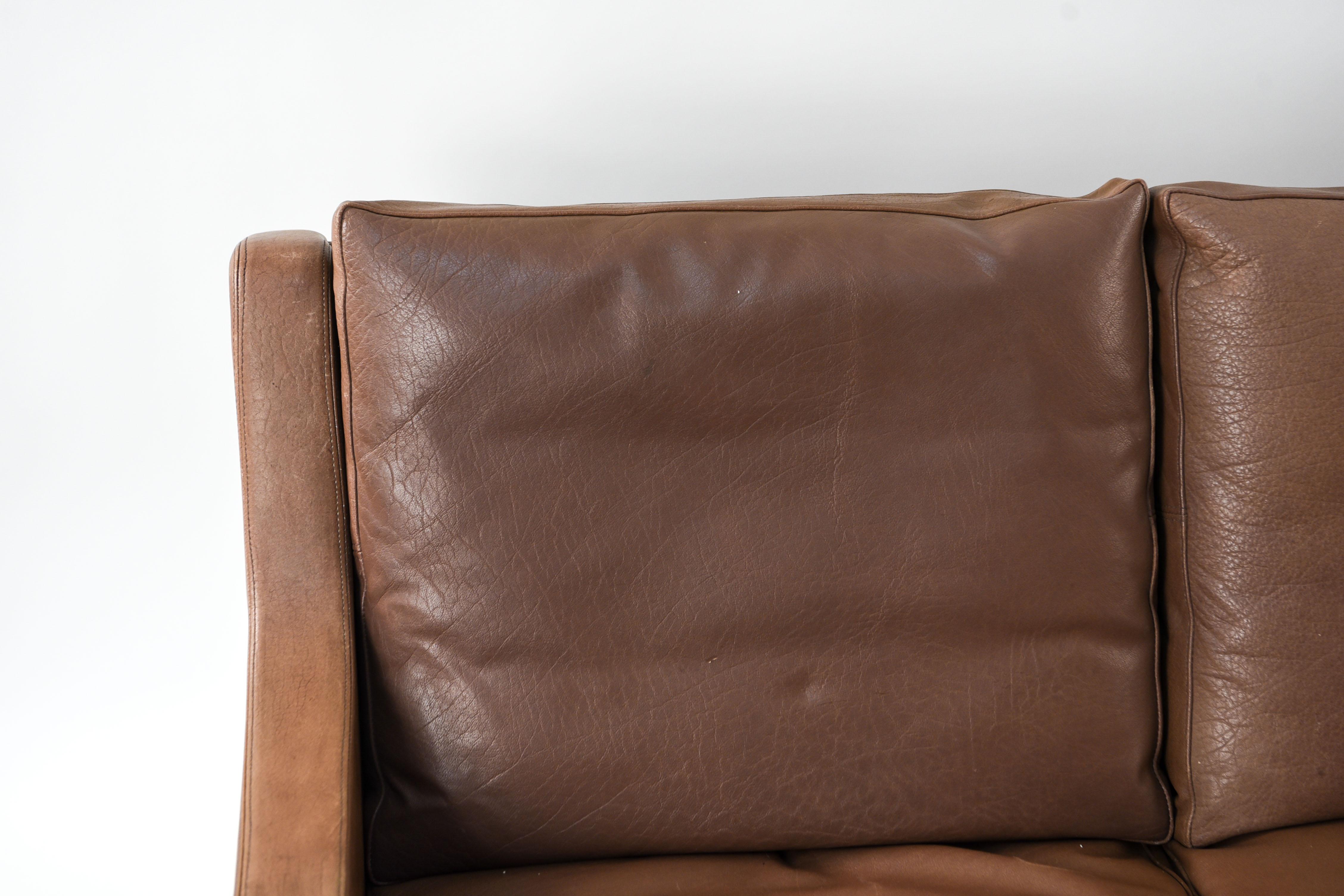 Danish Midcentury Børge Mogensen Style Leather Sofa In Good Condition In Norwalk, CT