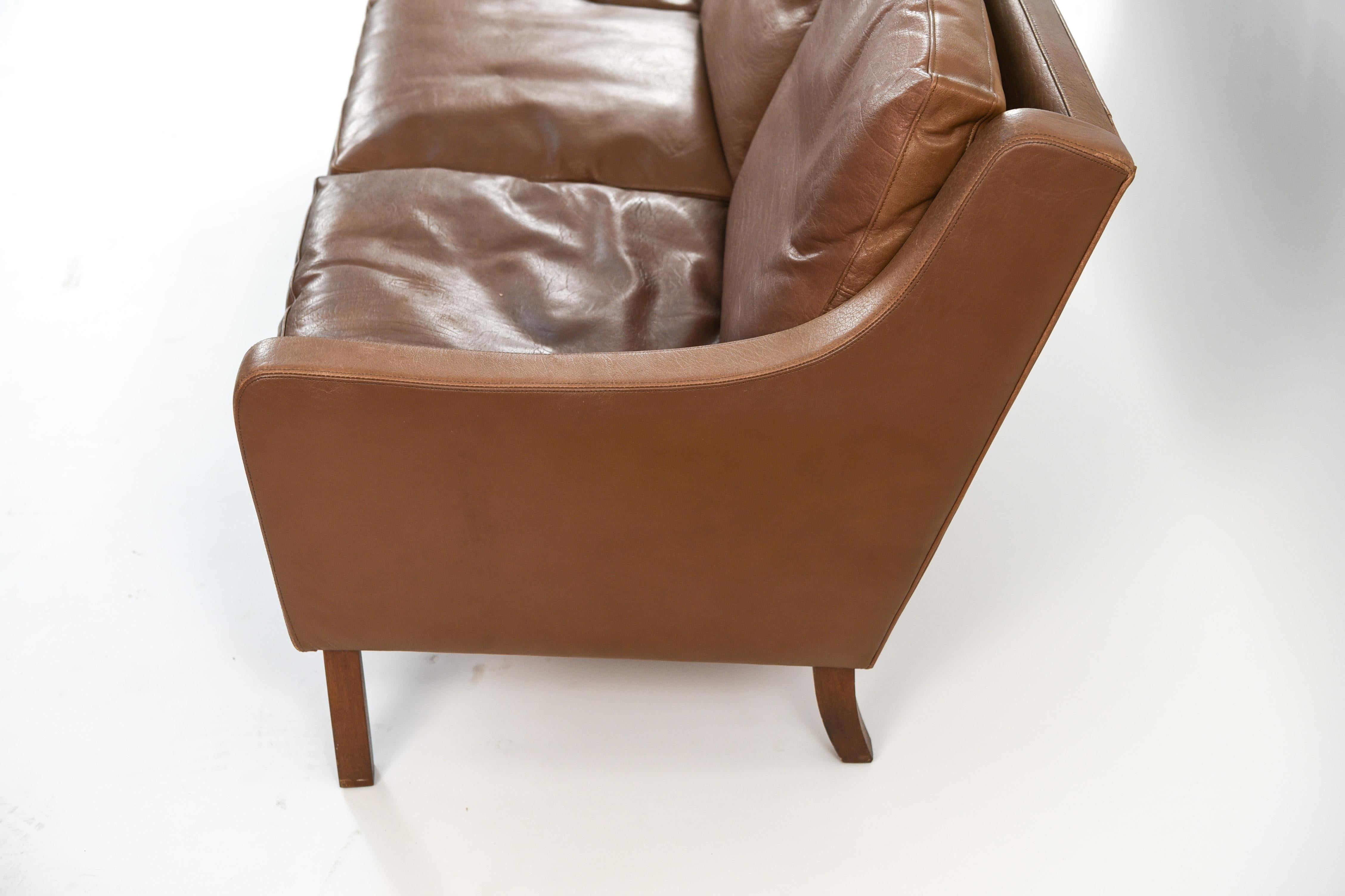 Danish Midcentury Børge Mogensen Style Leather Sofa 2