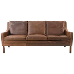 Danish Midcentury Børge Mogensen Style Leather Sofa