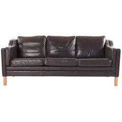 Danish Midcentury Børge Mogensen Style Leather Sofa