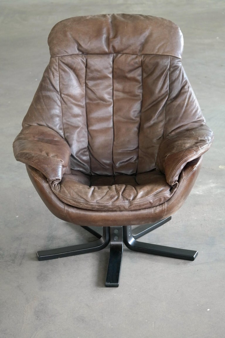 leather egg chair with ottoman on Danish Midcentury Brown Leather Egg Chair With Ottoman By H W Klein At 1stdibs