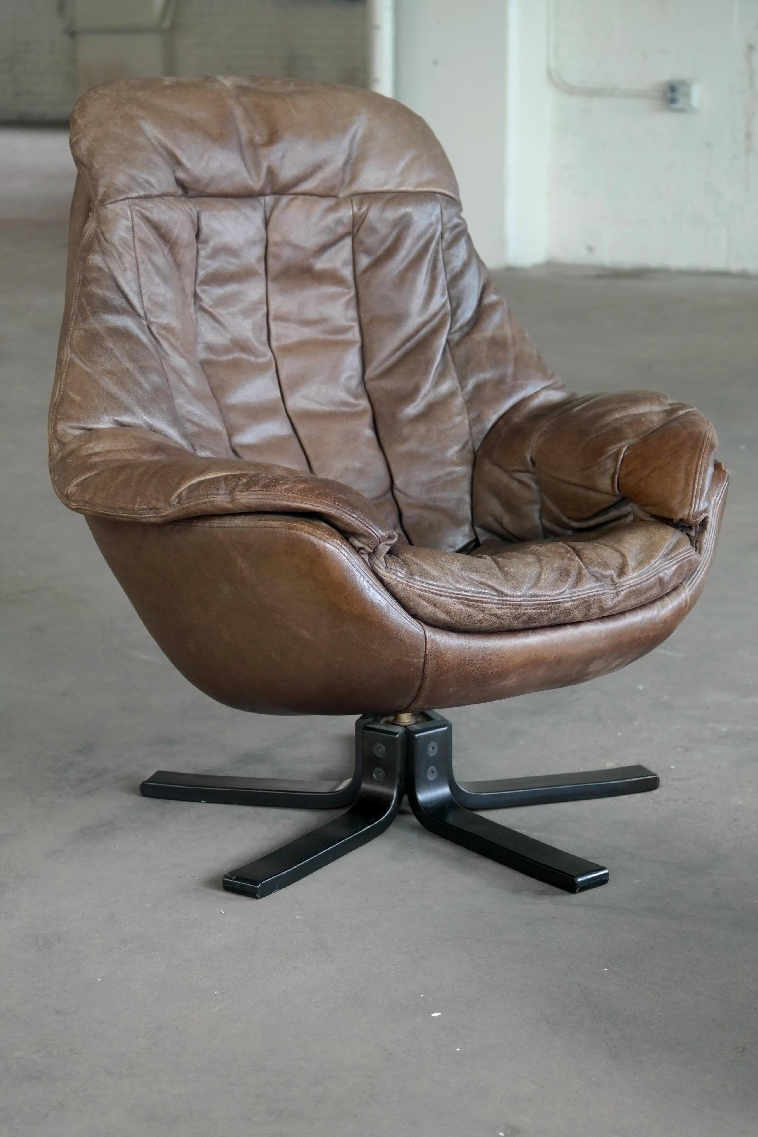 leather egg chair with ottoman on Danish Midcentury Brown Leather Egg Chair With Ottoman By H W Klein At 1stdibs