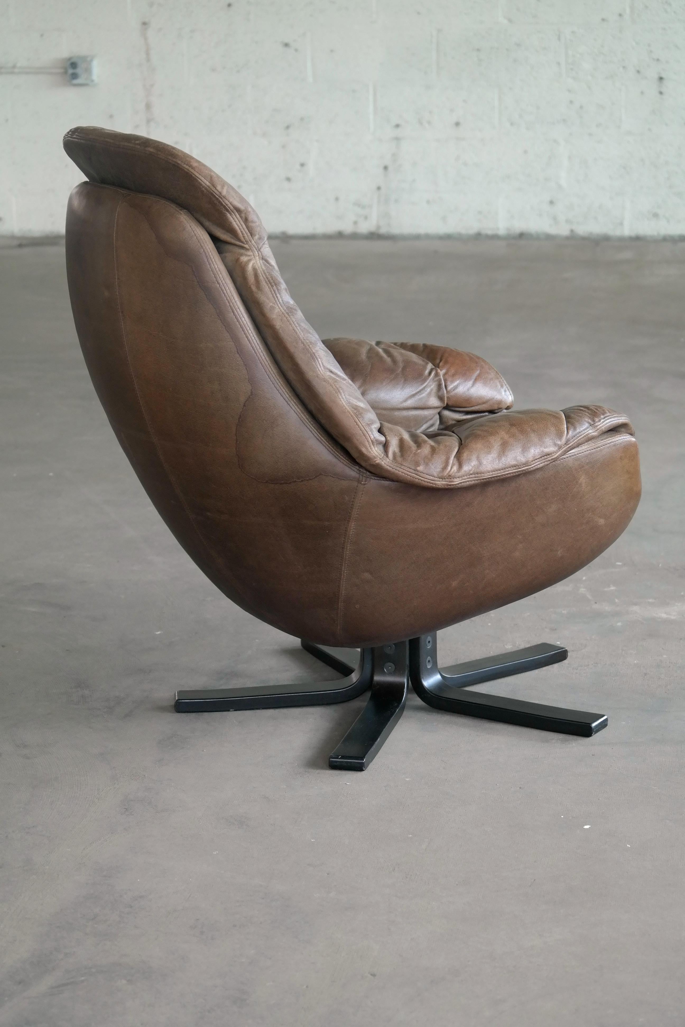 leather egg chair with ottoman on Danish Midcentury Brown Leather Egg Chair With Ottoman By H W Klein At 1stdibs