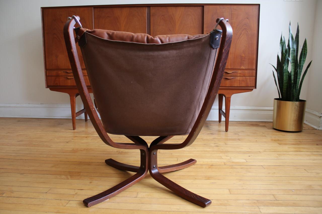 Danish Midcentury Brown Leather Sigurd Ressell Falcon Chair 5
