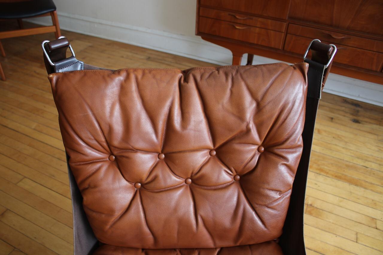 Scandinavian Modern Danish Midcentury Brown Leather Sigurd Ressell Falcon Chair