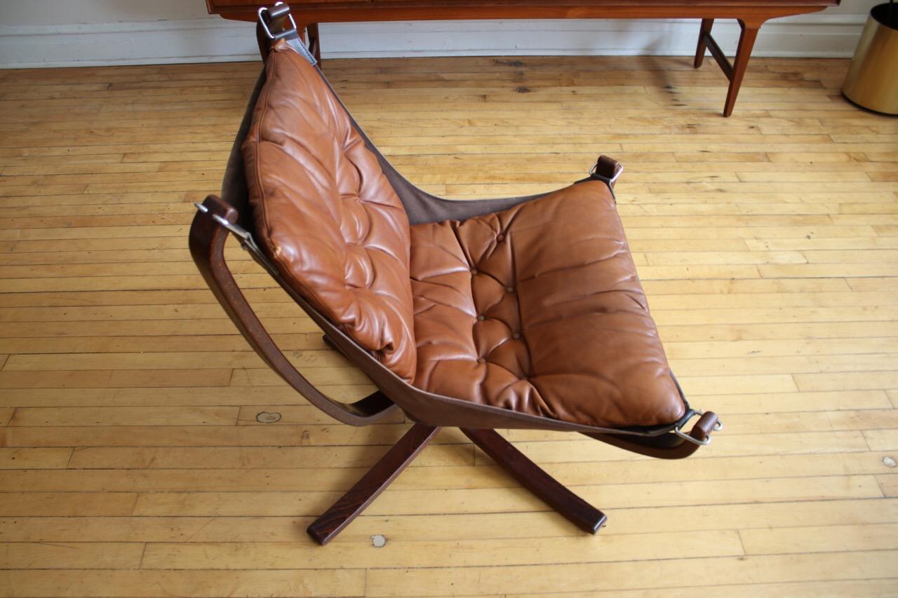 Danish Midcentury Brown Leather Sigurd Ressell Falcon Chair 2