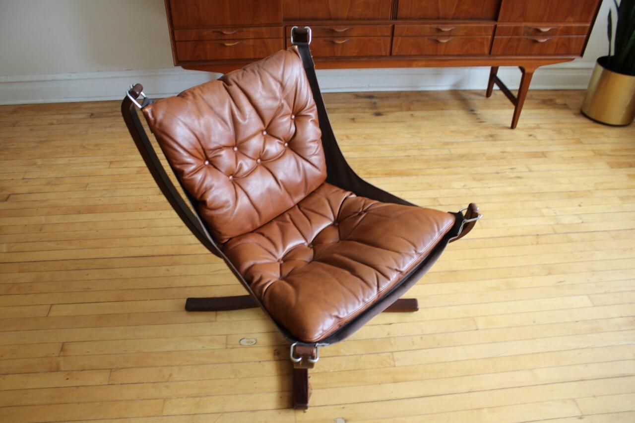 Danish Midcentury Brown Leather Sigurd Ressell Falcon Chair 3