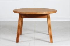 Danish Midcentury Brutalist Round Coffee Table of Solid Oak by Cabinetmaker 1950