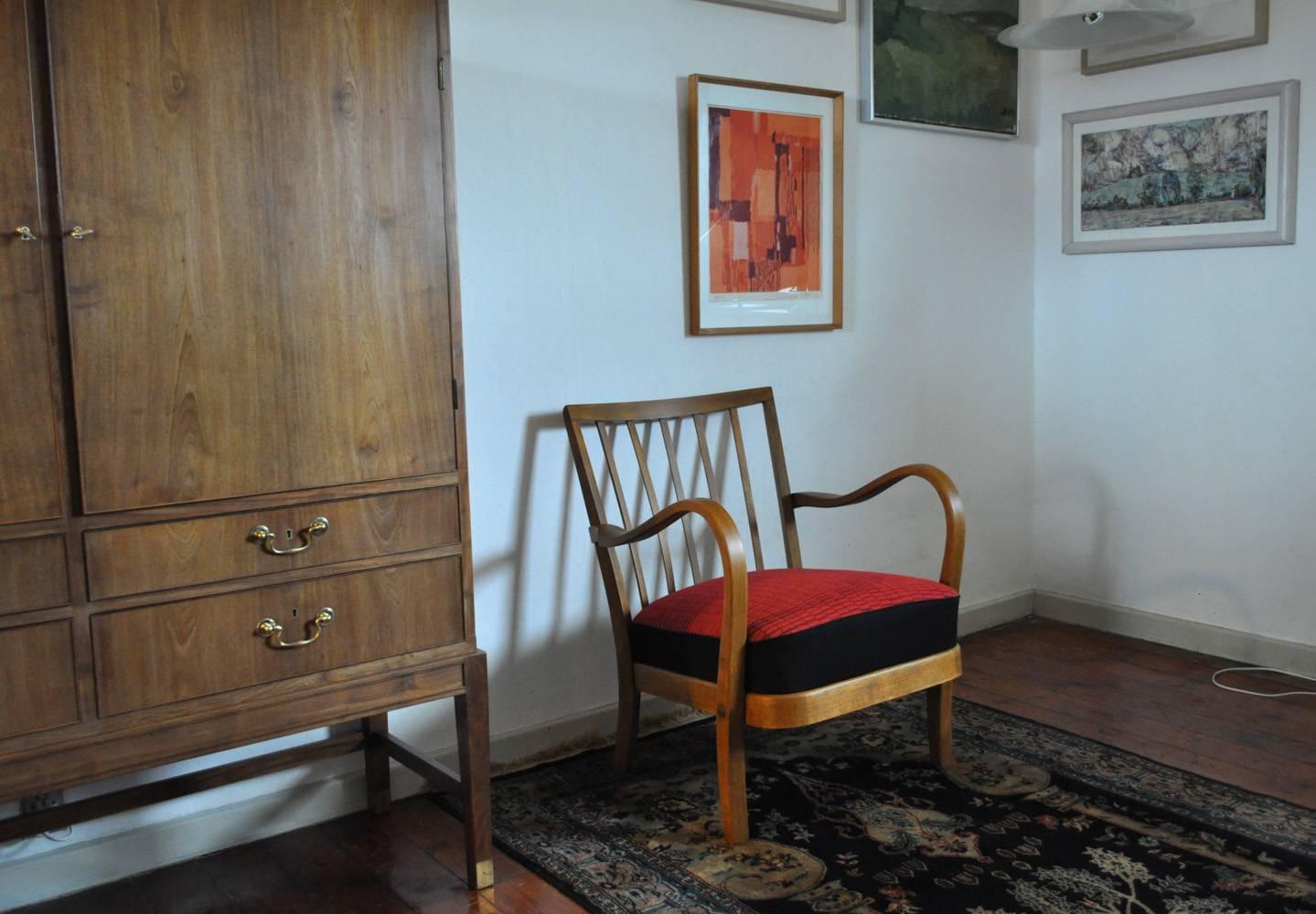 Danish Midcentury Cabinetmaker Armchair Attributed to Fritz Hansen, 1940s 3