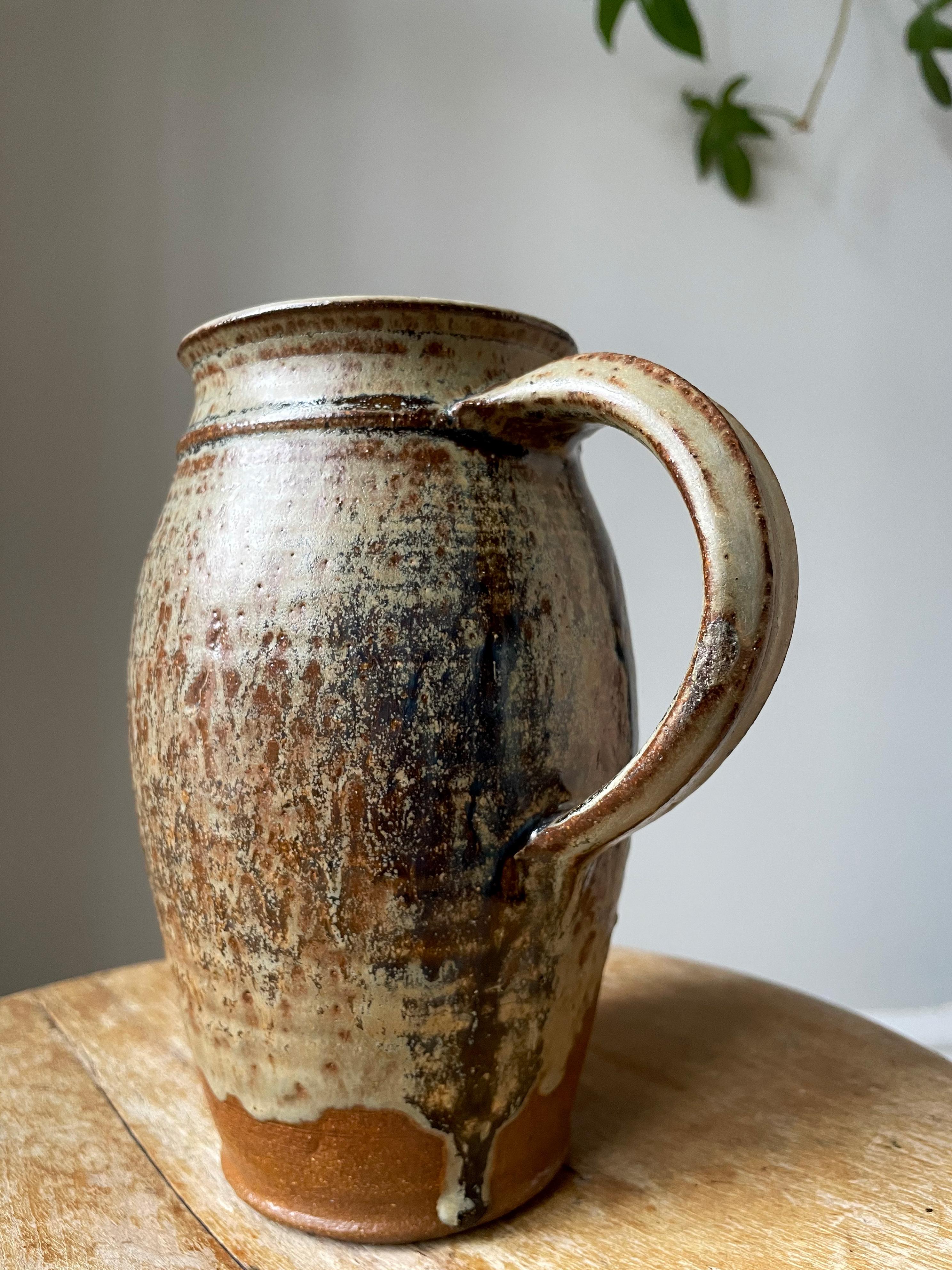 Midcentury Ceramic Earth Toned Pitcher Vase, Denmark, 1960s For Sale 2