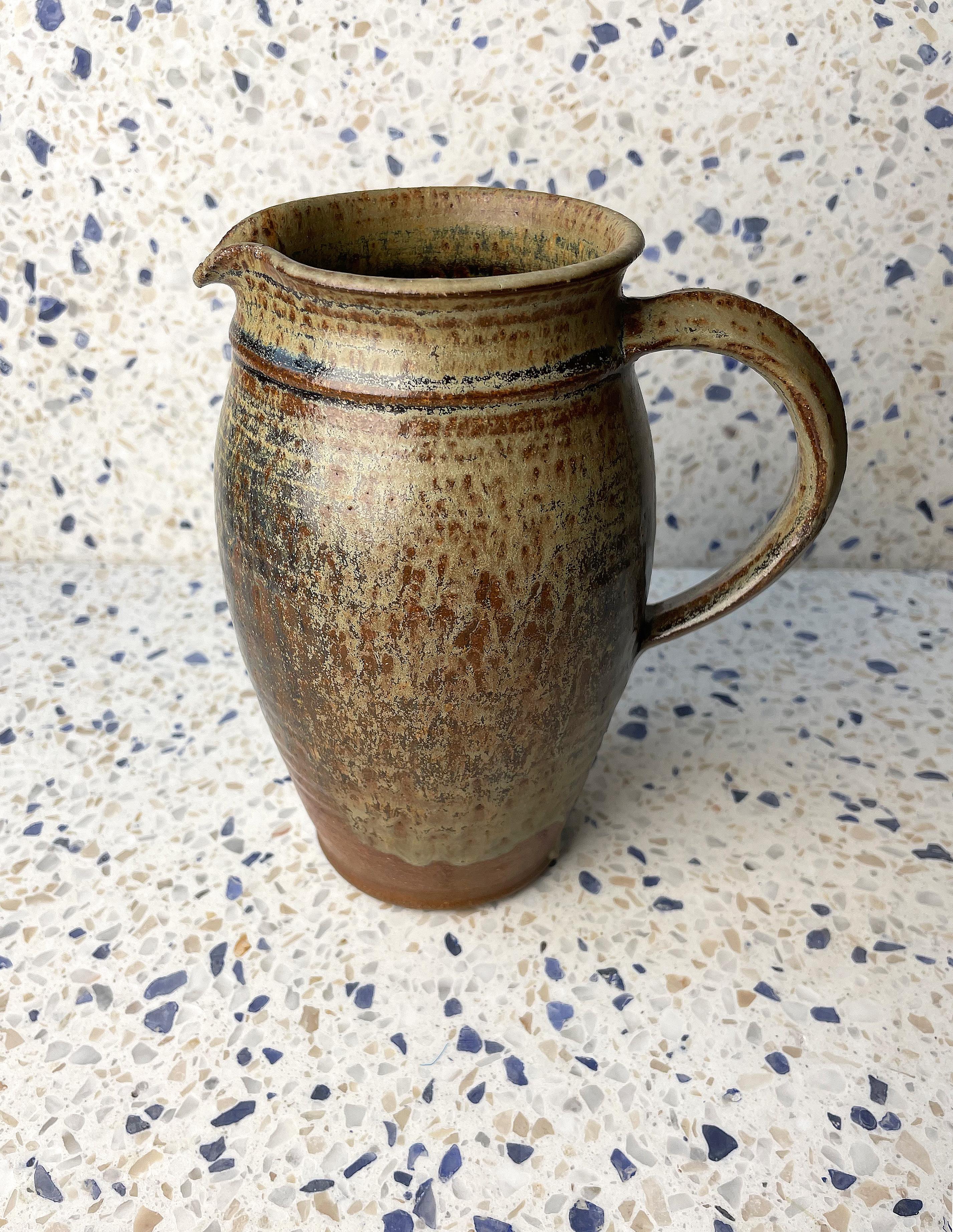 Mid-Century Modern Midcentury Ceramic Earth Toned Pitcher Vase, Denmark, 1960s For Sale