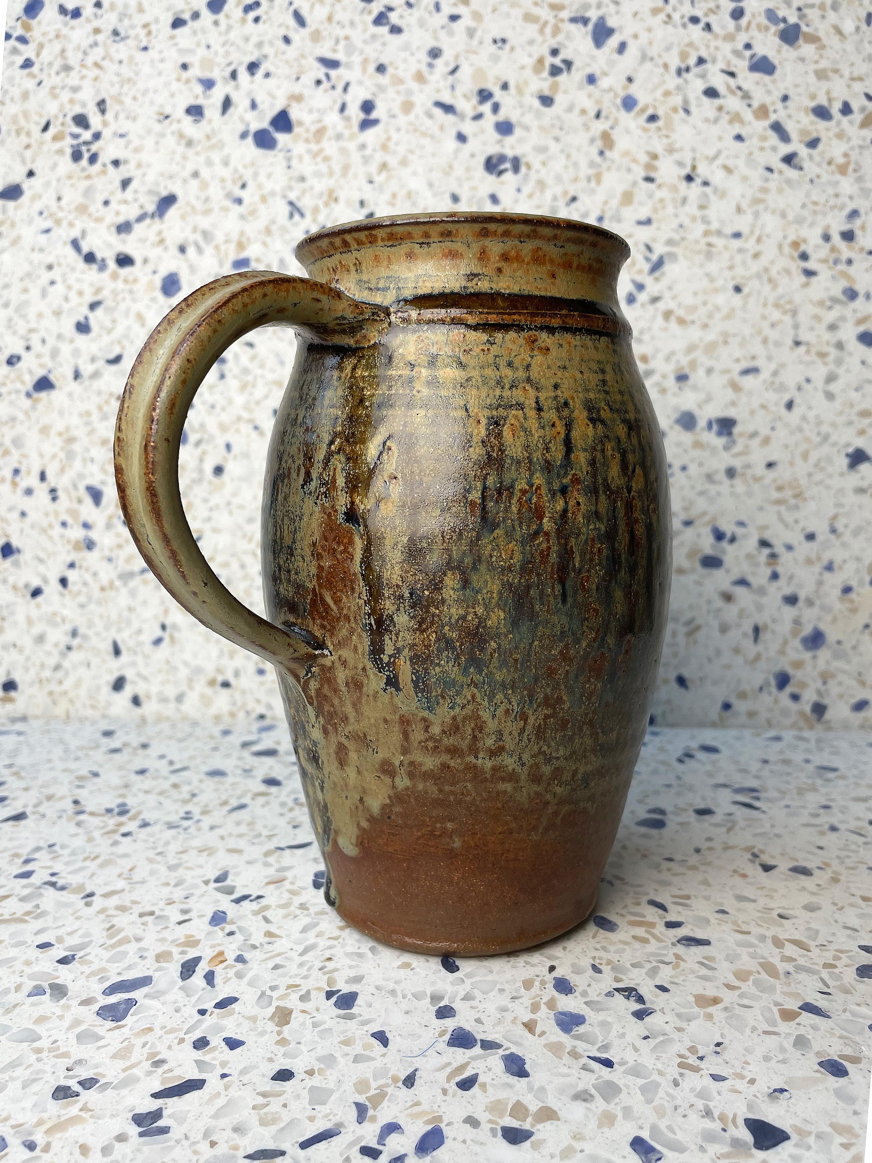 Midcentury Ceramic Earth Toned Pitcher Vase, Denmark, 1960s In Good Condition For Sale In Copenhagen, DK