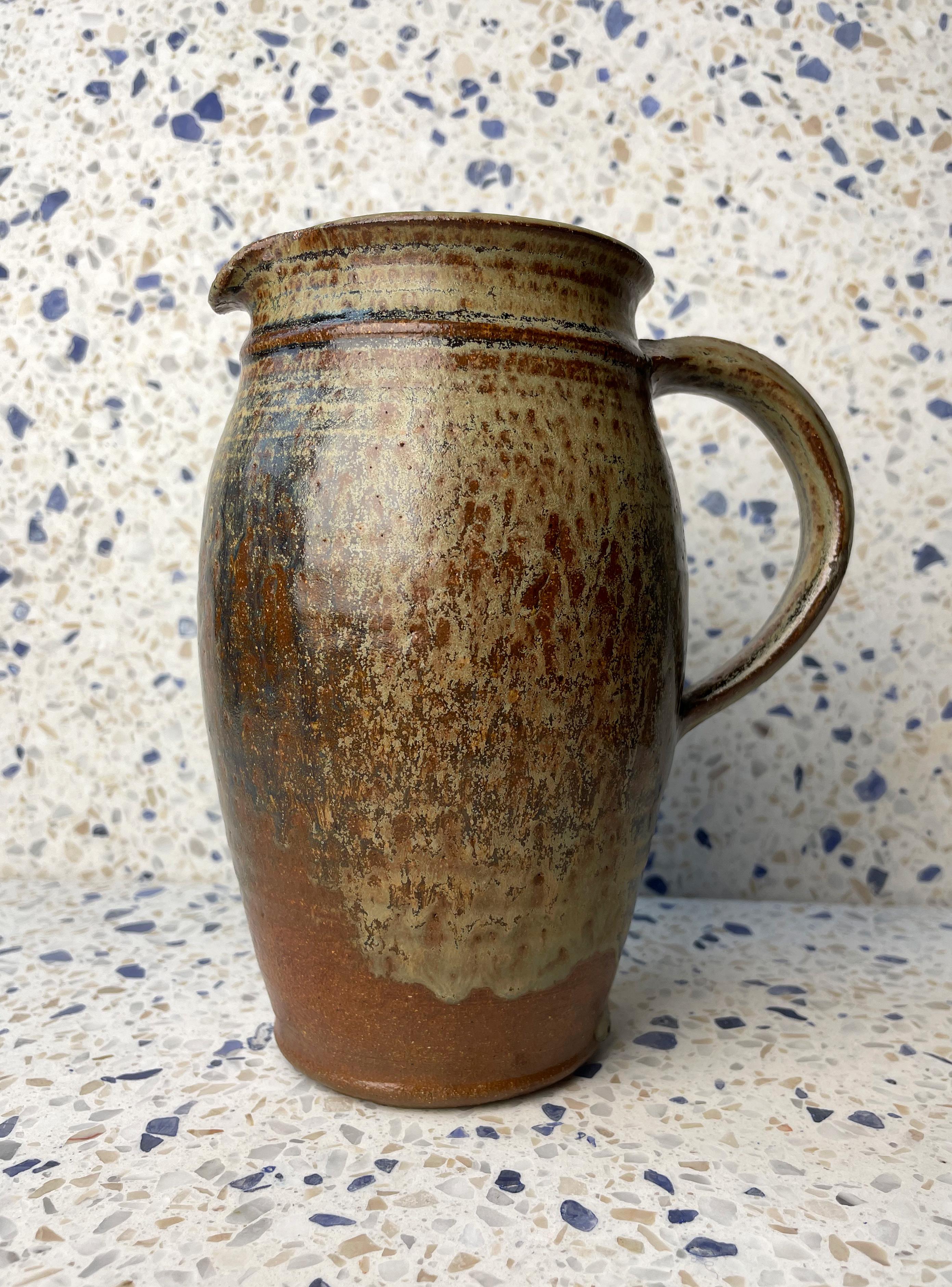 Stoneware Midcentury Ceramic Earth Toned Pitcher Vase, Denmark, 1960s For Sale