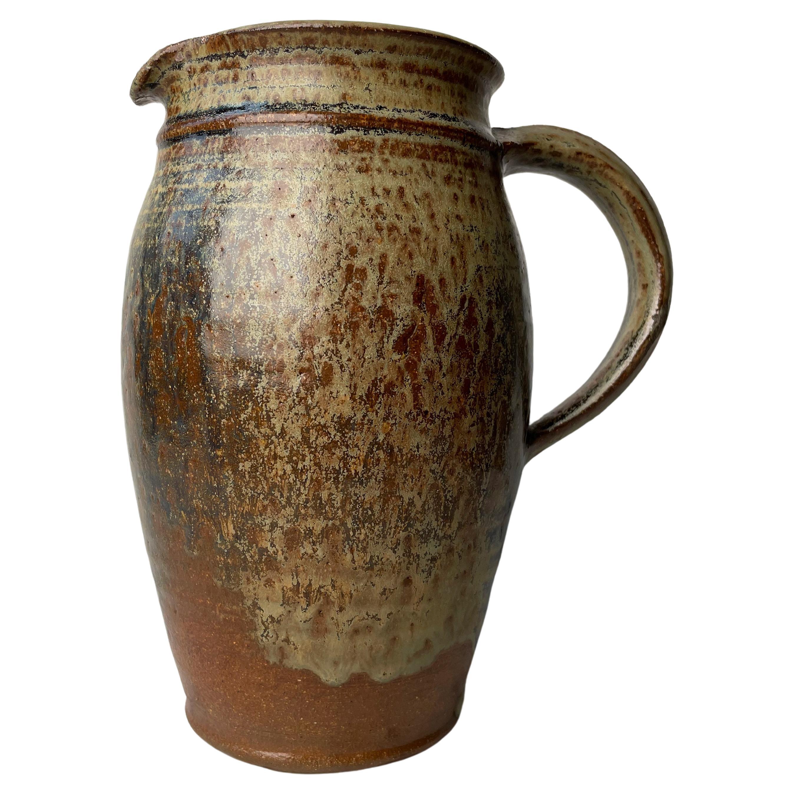 Danish Midcentury Ceramic Earth Toned Pitcher Vase, 1960s