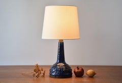 Danish Midcentury Ceramic Table Lamp Blue & Rust Brown Sejer Unic Studio Pottery