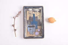 Danish Mid-Century Ceramic Tray Handpainted Still Life Motif by Kai Klinge 1960s