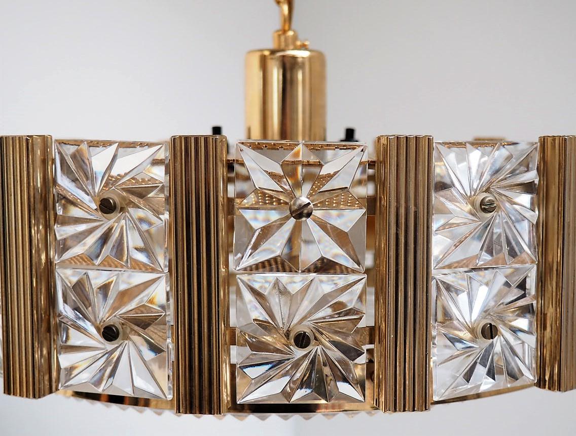 Danish Midcentury Chandelier by Vitrika in Collaboration with Orrefors, 1960s For Sale 2