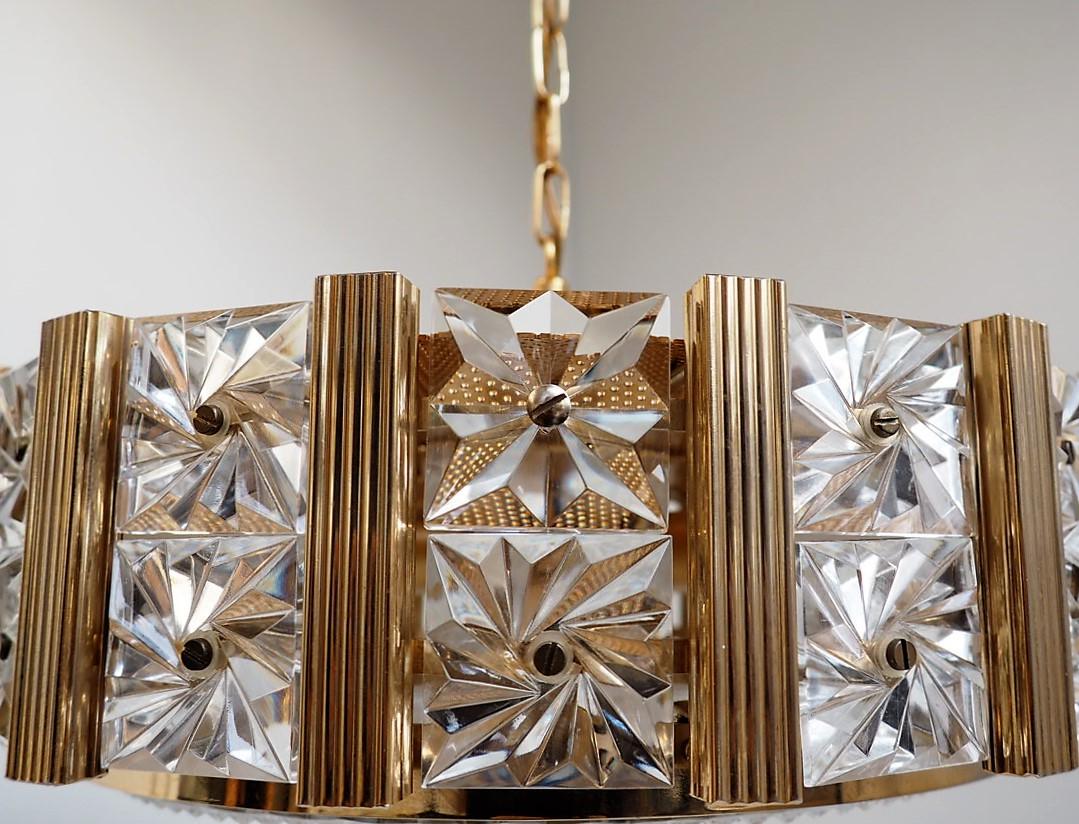 Danish Midcentury Chandelier by Vitrika in Collaboration with Orrefors, 1960s For Sale 3