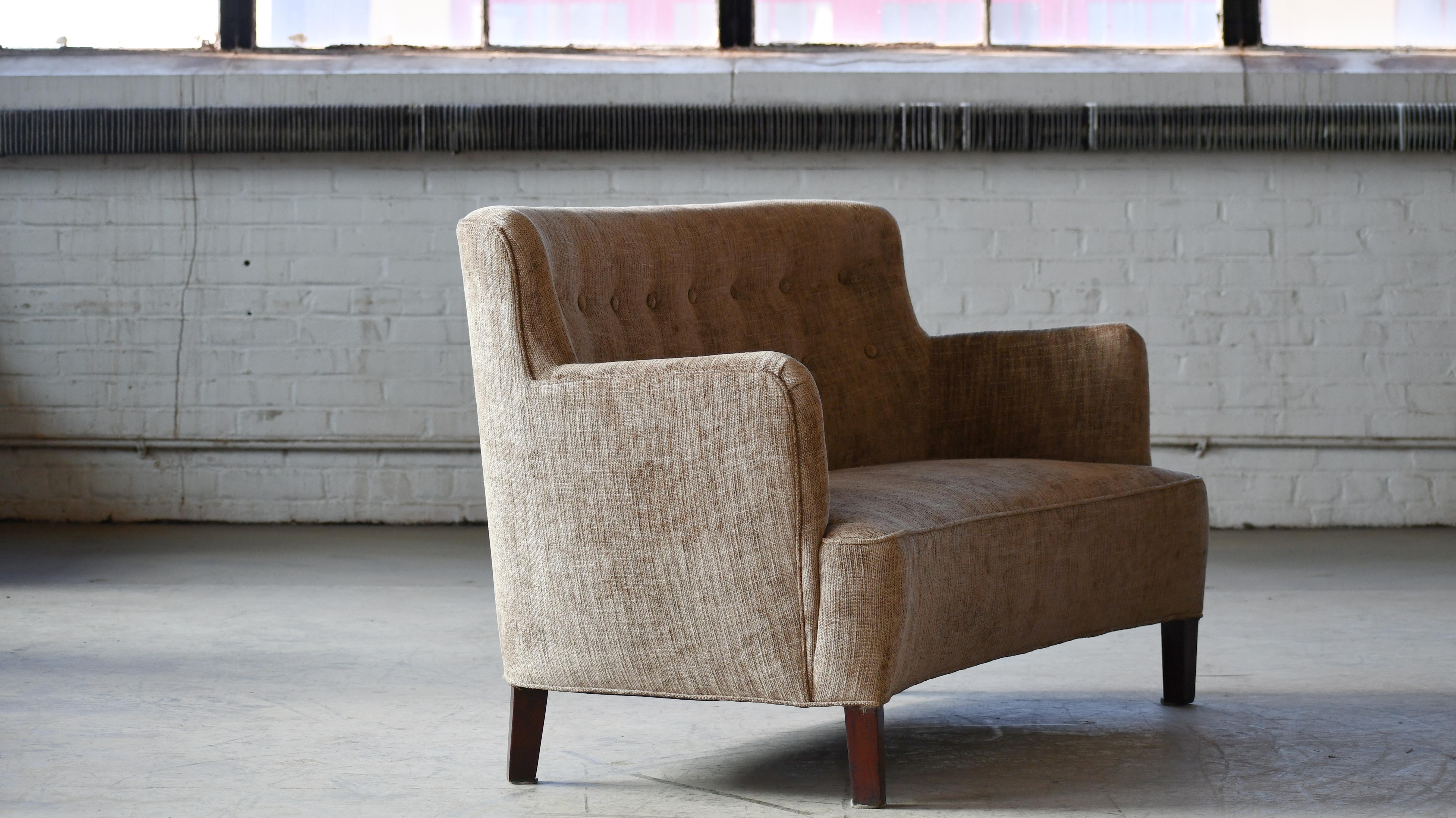 Danish Midcentury Classic Curved Settee in the Style of Georg Kofoed 1