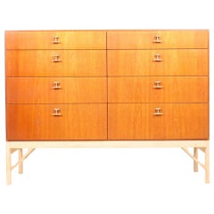 Danish Midcentury Commode in Teak, Brass and Oak by Børge Mogensen