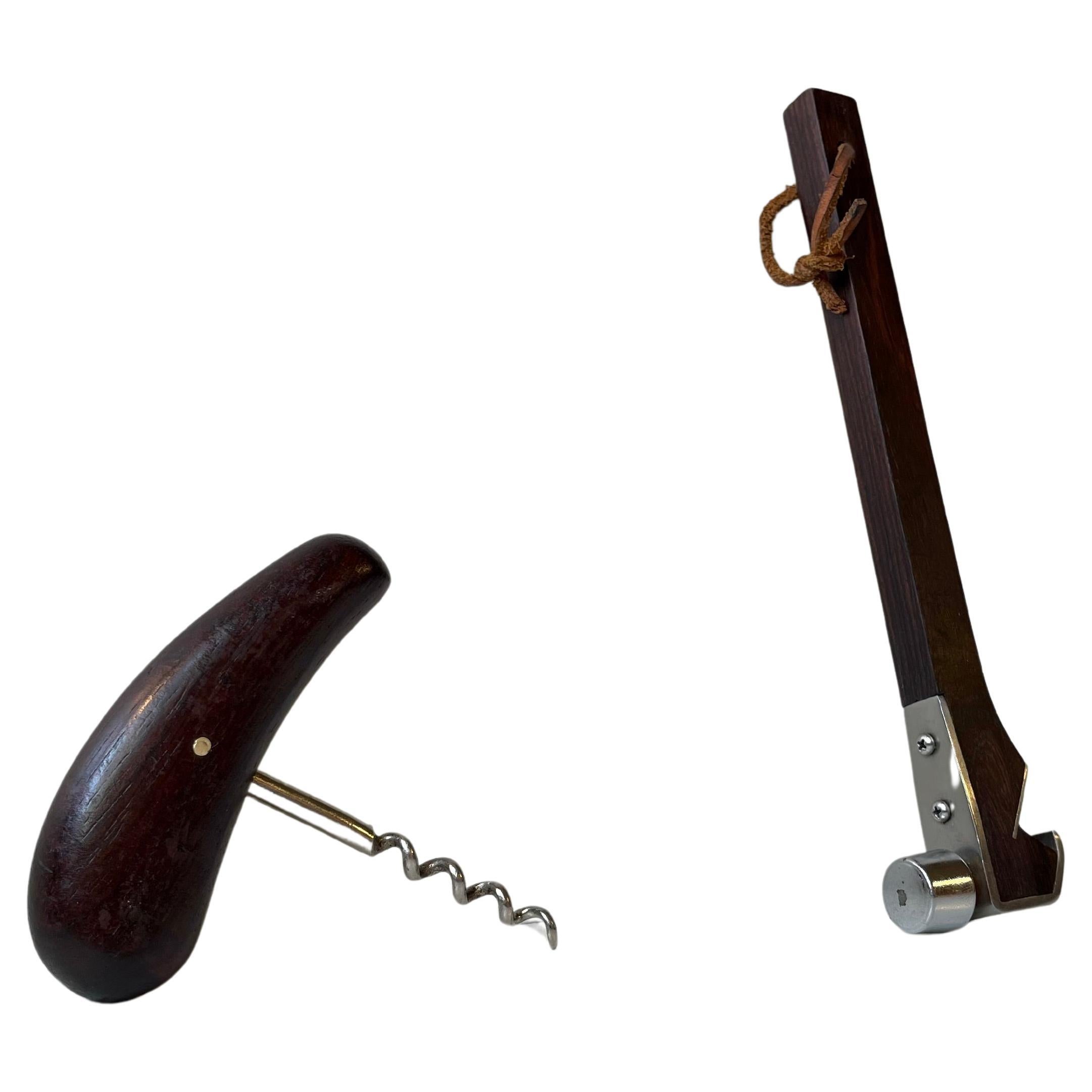 Danish Midcentury Corkscrew, Bottle Opener / Nut Hammer in Rosewood, 1960s For Sale