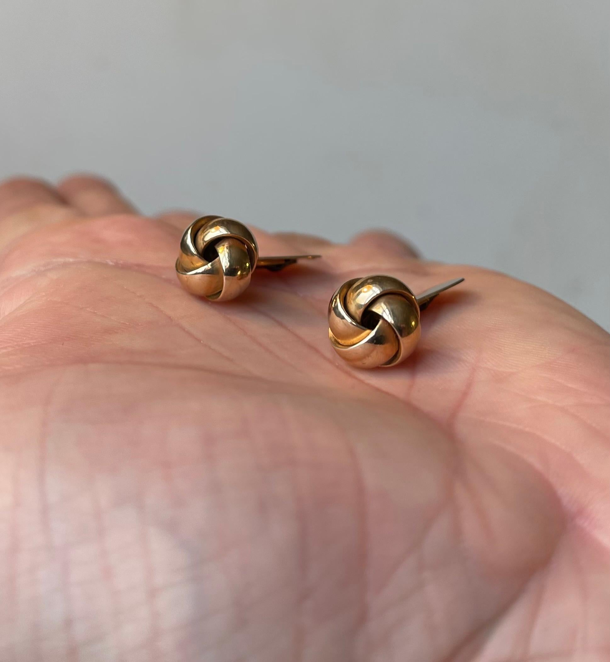 Mid-Century Modern Danish Midcentury Cufflinks in Knotted 14 Carat Yellow Gold, 1960s For Sale