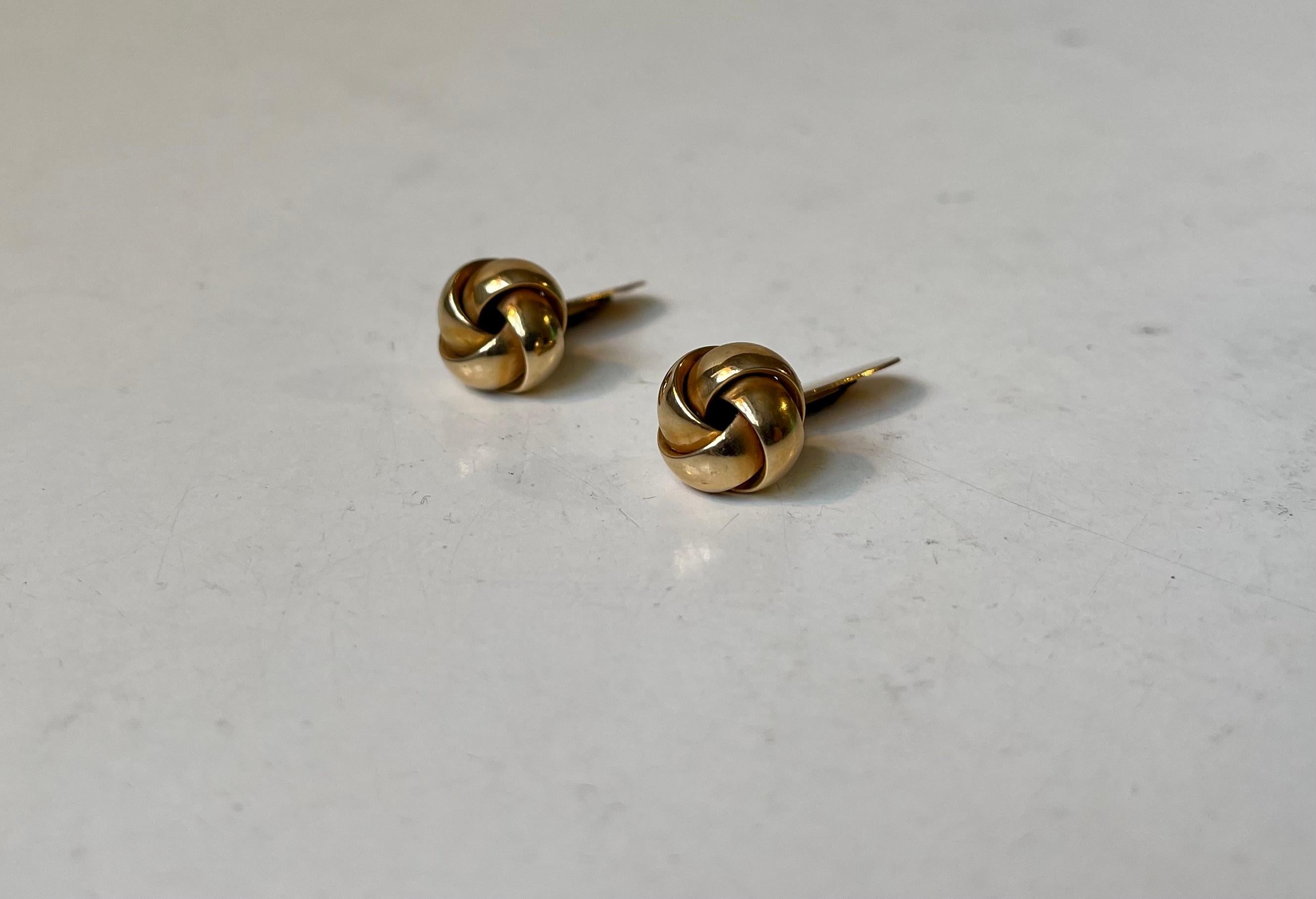 Danish Midcentury Cufflinks in Knotted 14 Carat Yellow Gold, 1960s In Good Condition For Sale In Esbjerg, DK