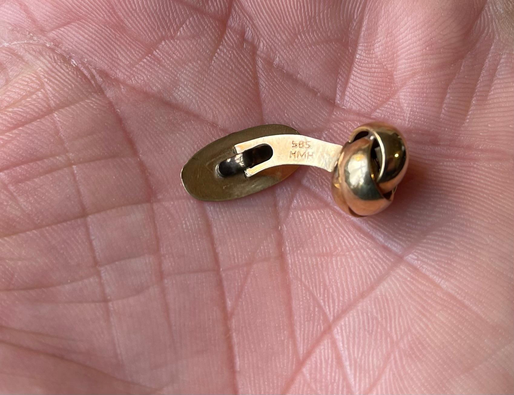 Mid-20th Century Danish Midcentury Cufflinks in Knotted 14 Carat Yellow Gold, 1960s For Sale