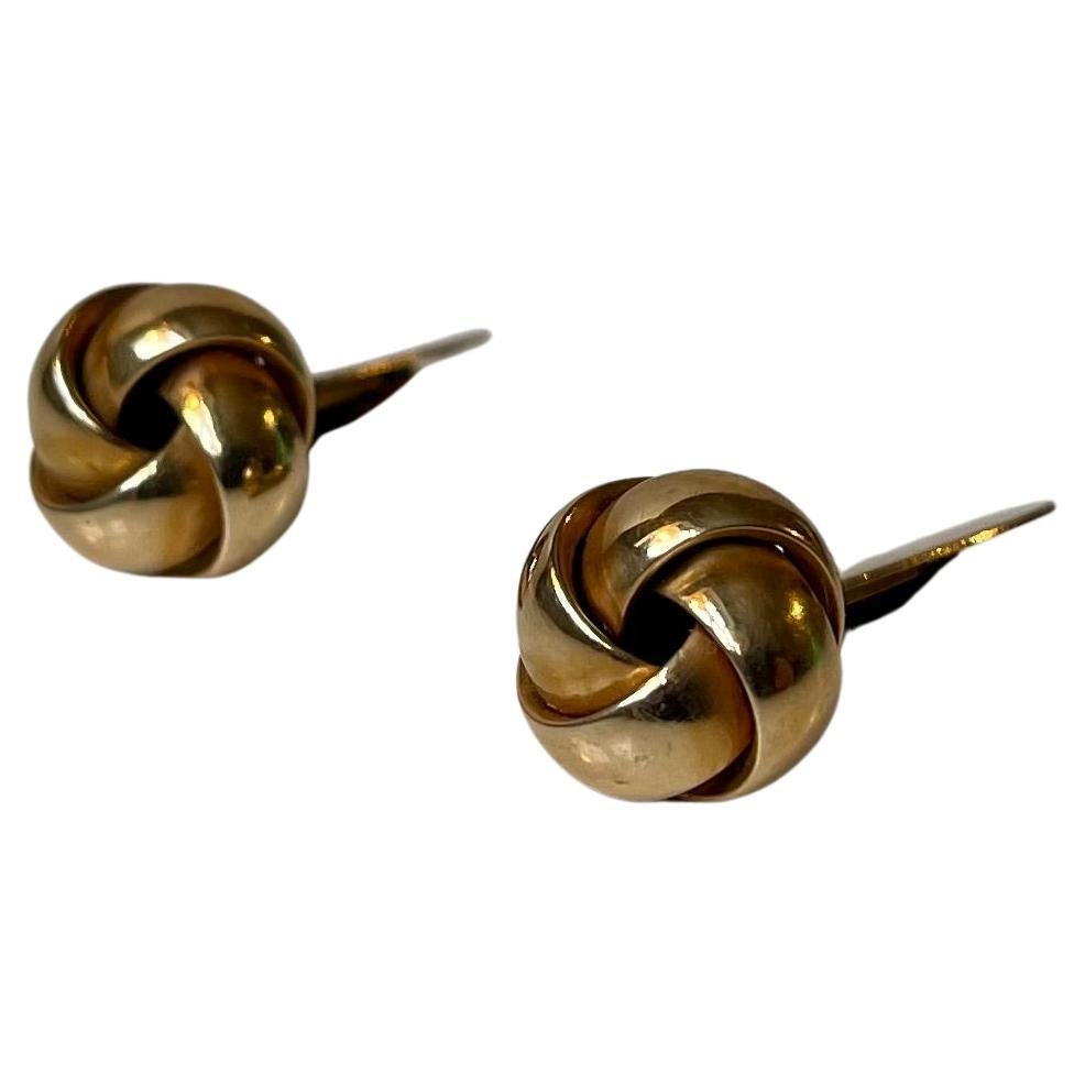 Danish Midcentury Cufflinks in Knotted 14 Carat Yellow Gold, 1960s For Sale