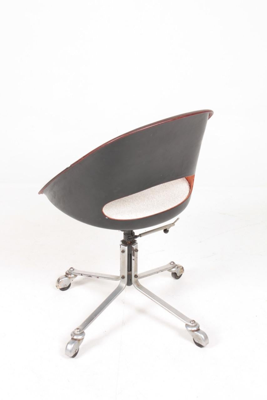Mid-20th Century Danish Midcentury Desk Chair in Patinated Leather, 1960s