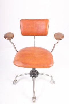 Danish Midcentury Desk Chair in Patinated Leather by Jørgen Rasmussen