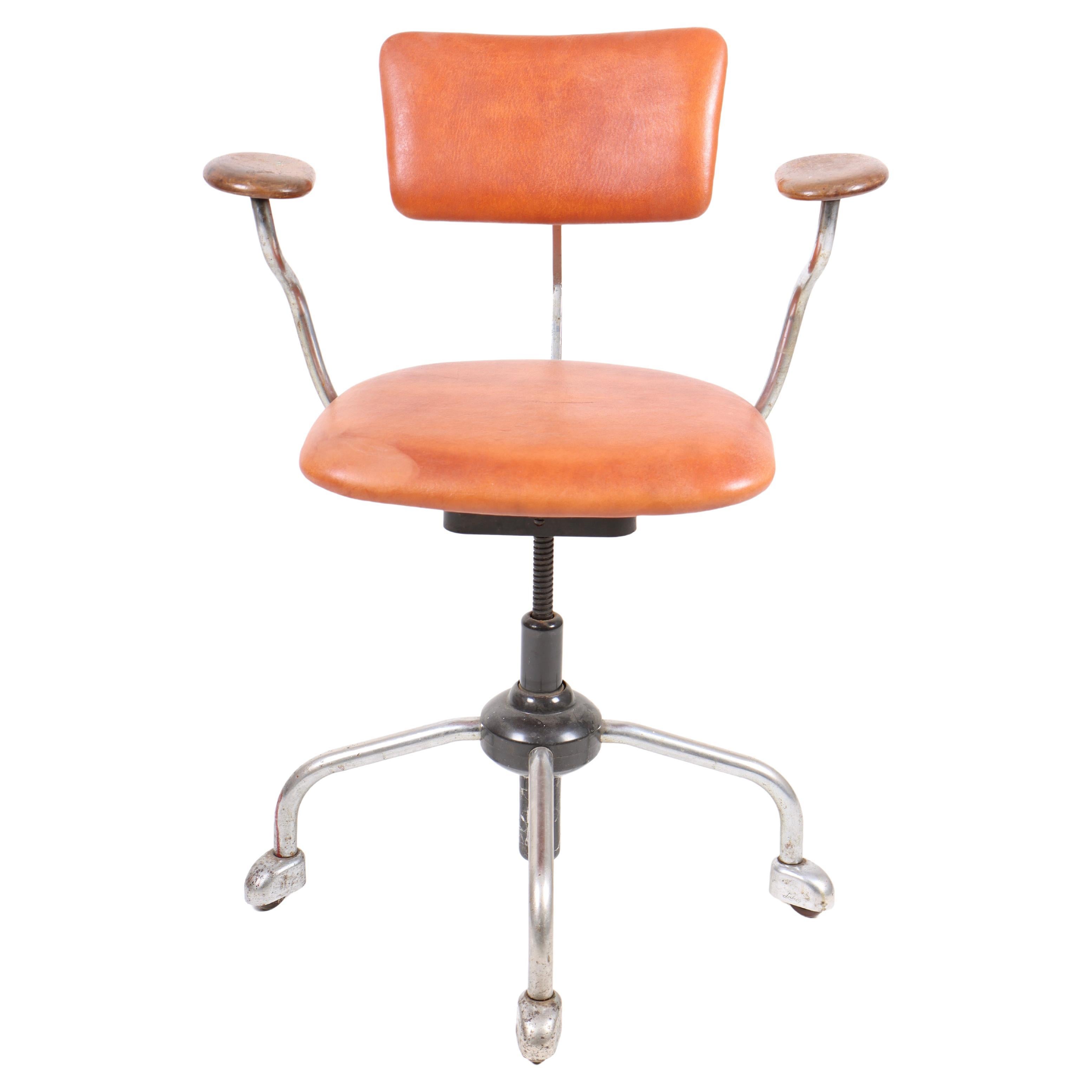 Danish Midcentury Desk Chair in Patinated Leather by Jørgen Rasmussen
