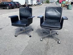 Danish Midcentury Desk Chairs in Patinated Leather by Jørgen Rasmussen