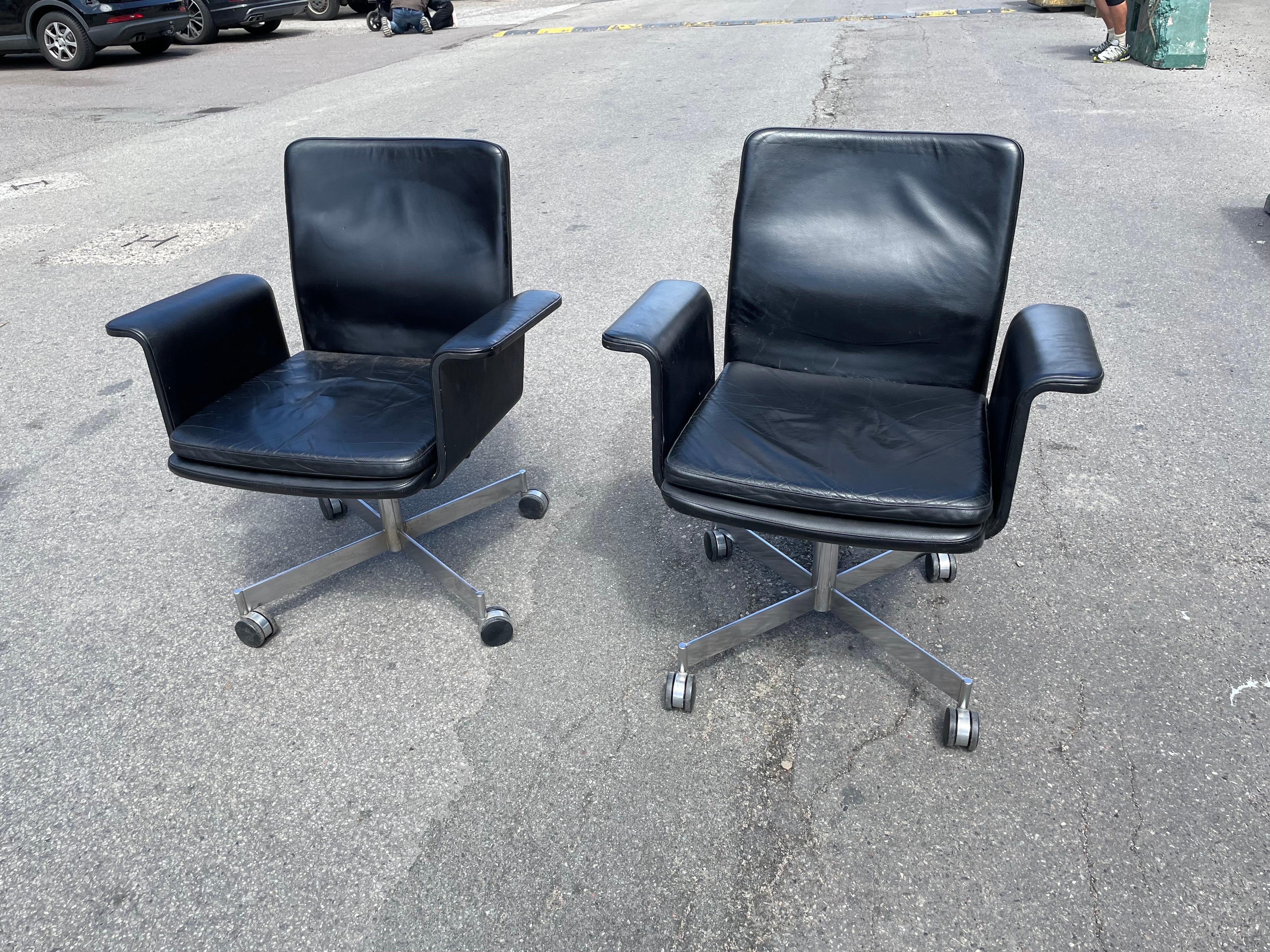 Mid-Century Modern Danish Midcentury Desk Chairs in Patinated Leather by Jørgen Rasmussen For Sale